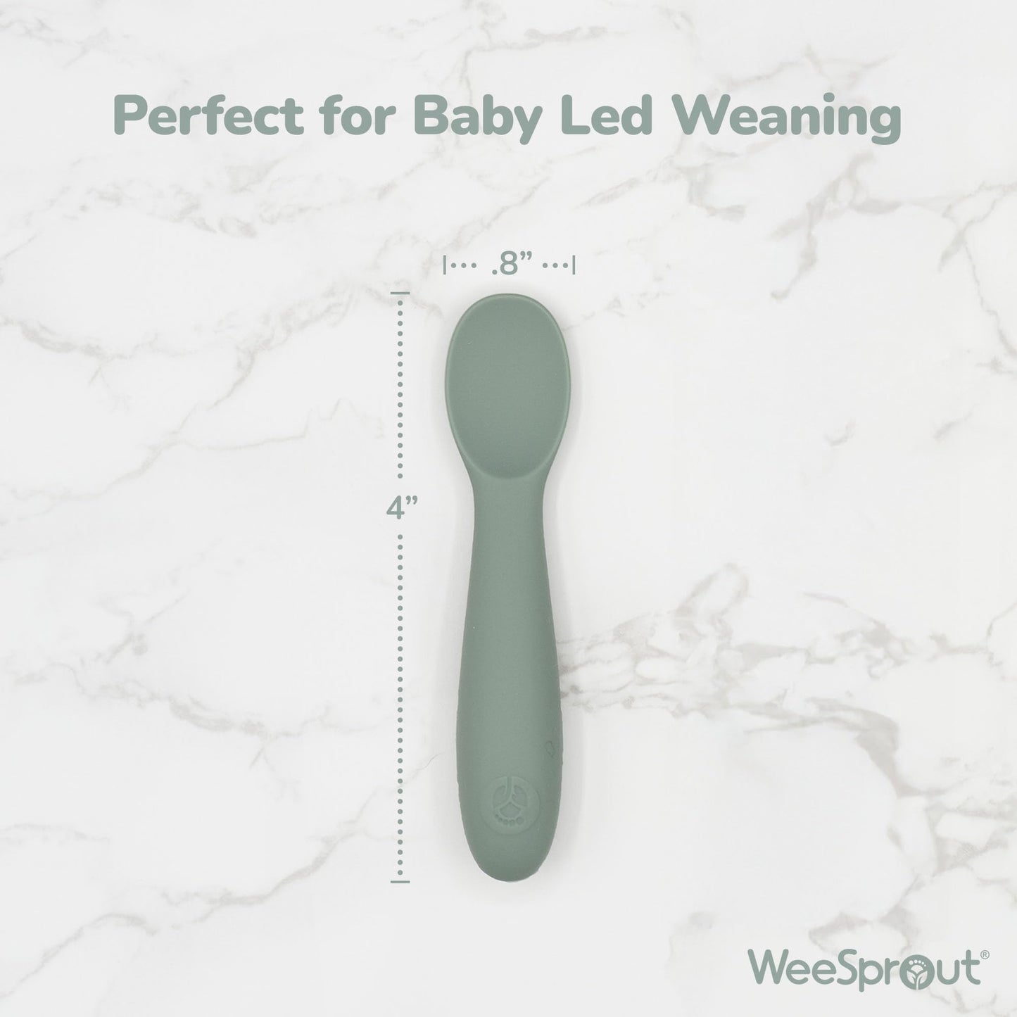 WeeSprout Baby Spoons for Self Feeding 6 Months +, Soft & Durable Silicone Utensils for Sensitive Gums & Teeth, Easy Grip Handles & Shorter Length for Little Hands, 3 Pack + Carrying Case