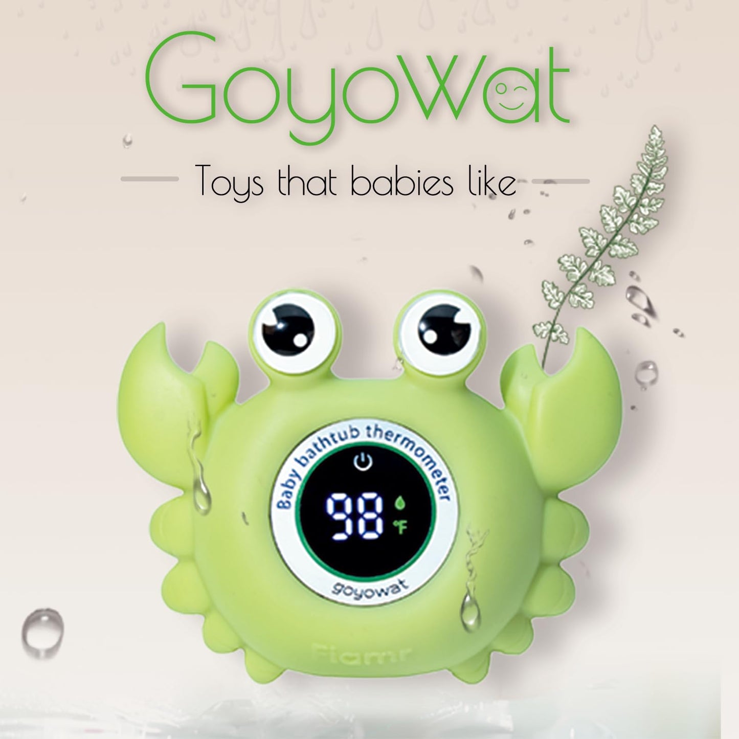 Baby Bath Thermometer with LED Display, Floating Crab Toy – 2-in-1 Water Safety Sensor for Infants, Color-Coded Alerts (Hot/Cold), Bath Tub Temperature Monitor, Cute Floating Bath Toy, Nursery
