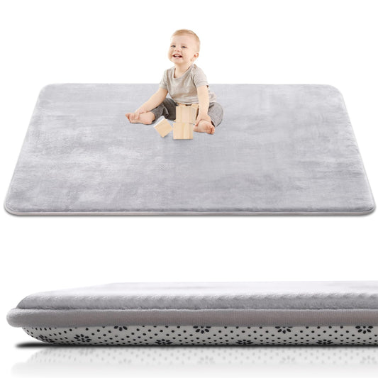 Thick Baby Play Mat for Floor,50 x 50 Playpen Mat,Tummy Time Foam Mat,Ultra Soft Support & Plush Feel,Easy Care with Non-Slip Cushioned for Infant,Kids and Toddler Crawling,Beige