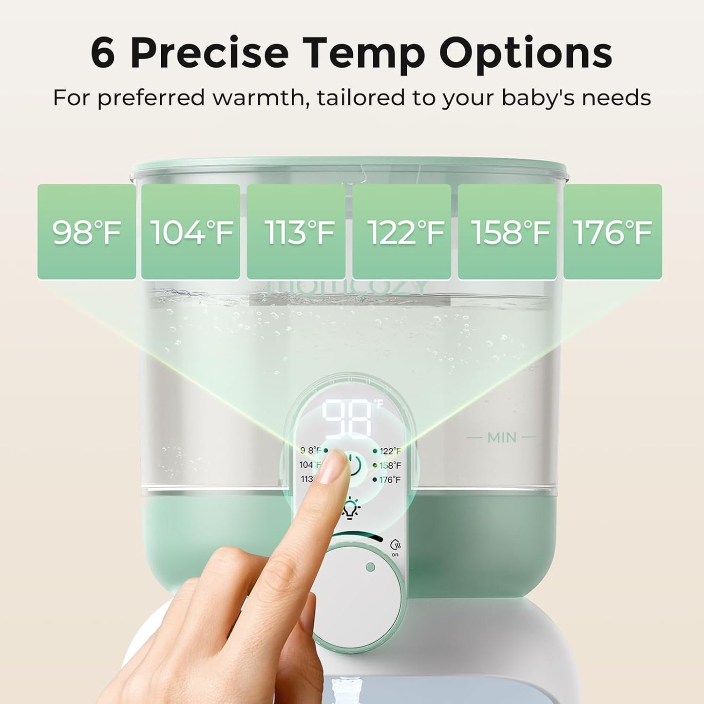 Momcozy Dual Lights Baby Bottle Warmer for Night Feedings, Instant Bottle Warmer for Making Formula, 57 Oz Larger Capicity, Formula Dispenser with 6 Temp Options, Breastfeeding Essentials