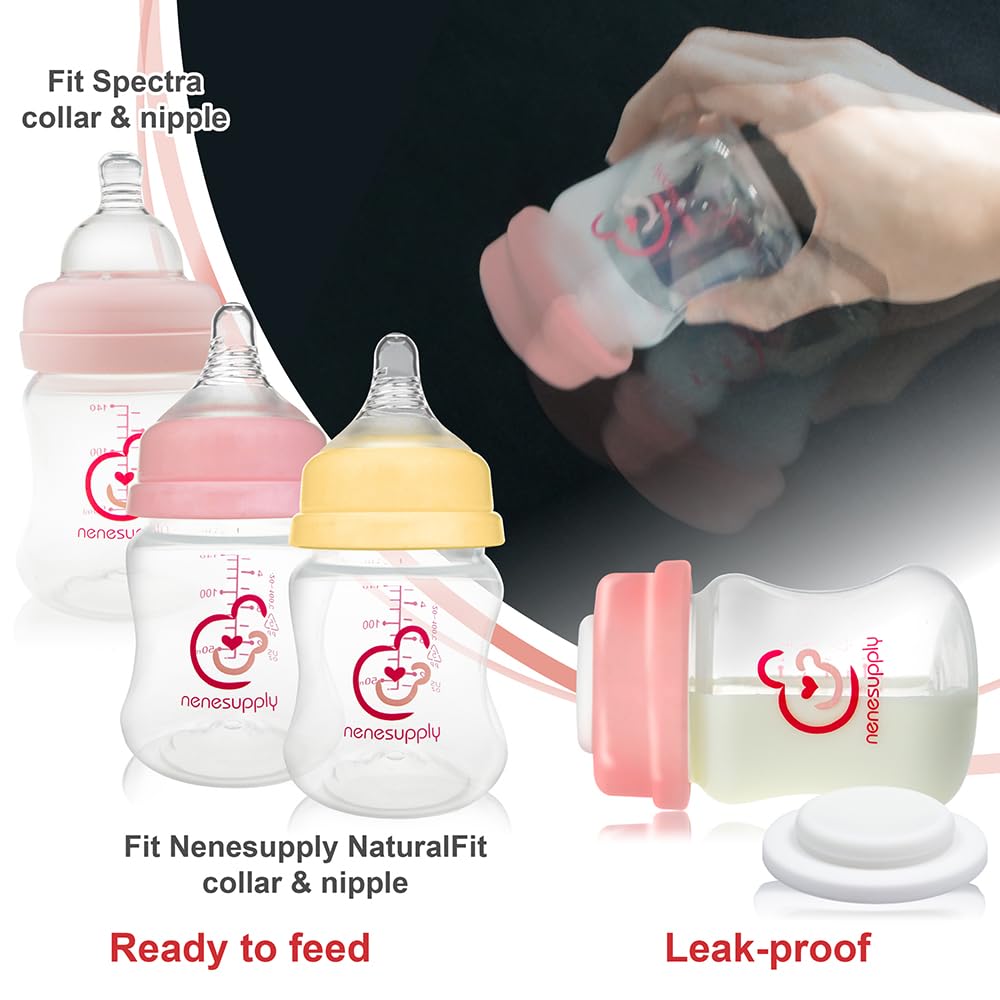 Nenesupply Natural Baby Bottles Newborn Feeding Bottles Slow Flow Breastfeeding Bottle for Breastfed Babies Wide Neck 9oz Anti Colic Level 2 Nipple for 1+ Month Infant Replace Spectra Bottle Pumping
