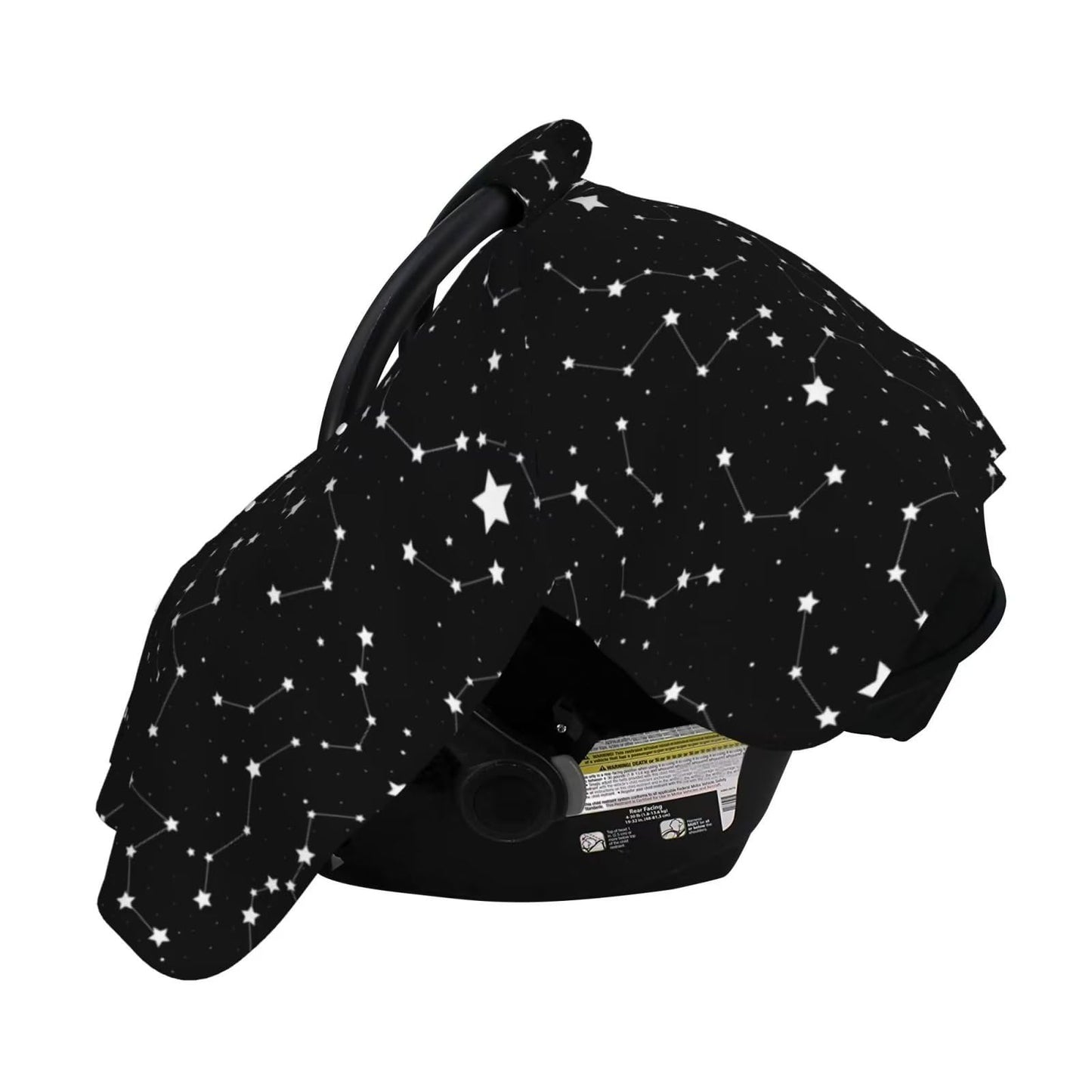 9CH Car Seat Covers for Babies, Peekaboo Opening Minky Car Seat Cover for Baby Mom Nursing Breastfeeding Covers, Winter Minky Baby Carrier Cover for Girls Boys (Black Star)
