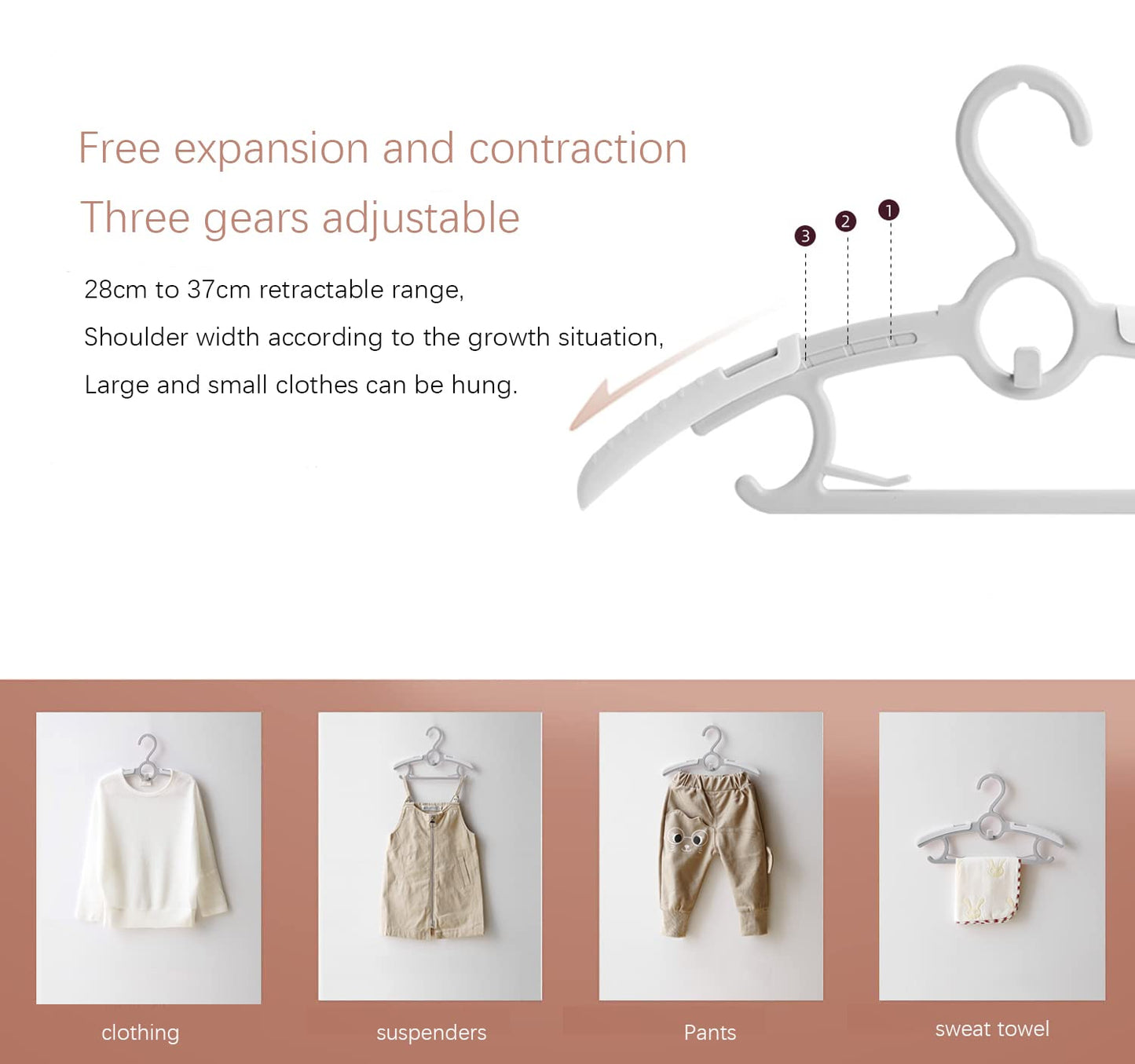 Baby Nursery Closet Hangers, Ultra Thin Non-Slip and Extendable Laundry Infant Pant Hanger for Newborn Clothes - 20pcs11-14" Pink Adjustable Children Coat Hanger for Girl Boy Toddler Kids Child