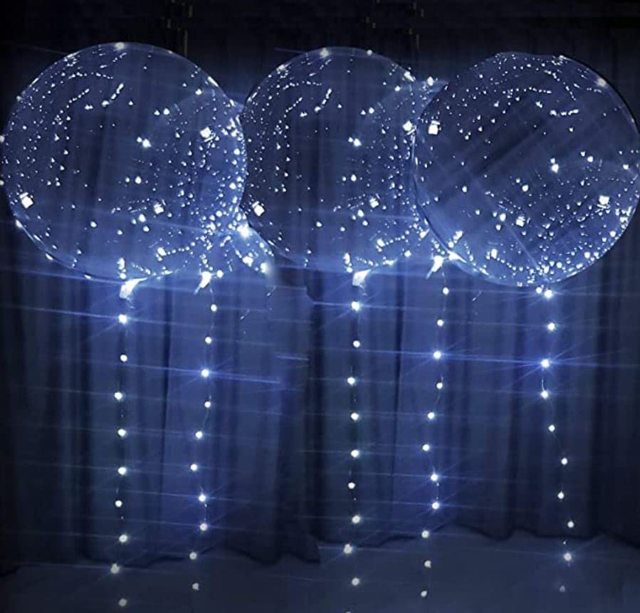 White LED Balloons Light up Bobo Party Balloons DIY kit-Clear Cold White LED Balloons for Helium or Air (cold white, 6 pack)