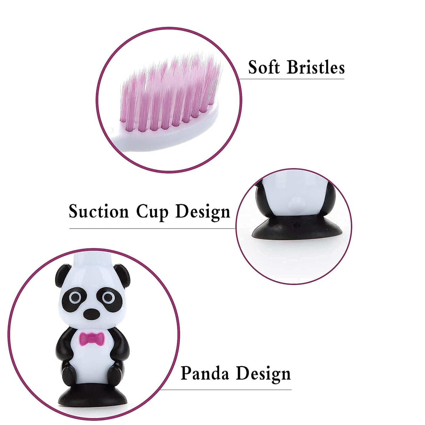 Kids toothbrushes 6 Pack Set Soft Bristles with Suction Cup, Includes Travel Covers, Bear Panda toothbrushes for Kids Boys & Girls, Toddlers &Children Teeth Age 3+