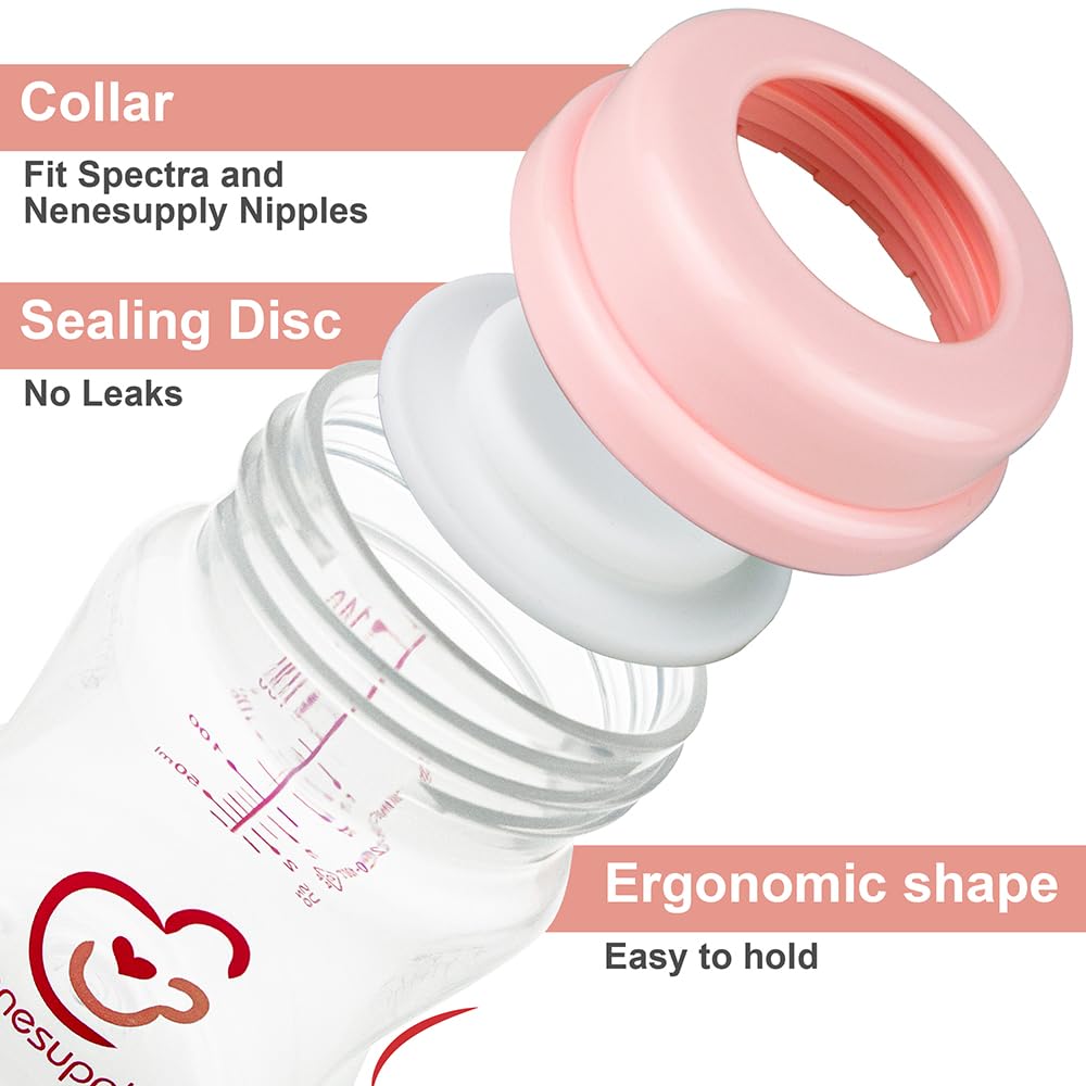Nenesupply Natural Baby Bottles Newborn Feeding Bottles Slow Flow Breastfeeding Bottle for Breastfed Babies Wide Neck 9oz Anti Colic Level 2 Nipple for 1+ Month Infant Replace Spectra Bottle Pumping