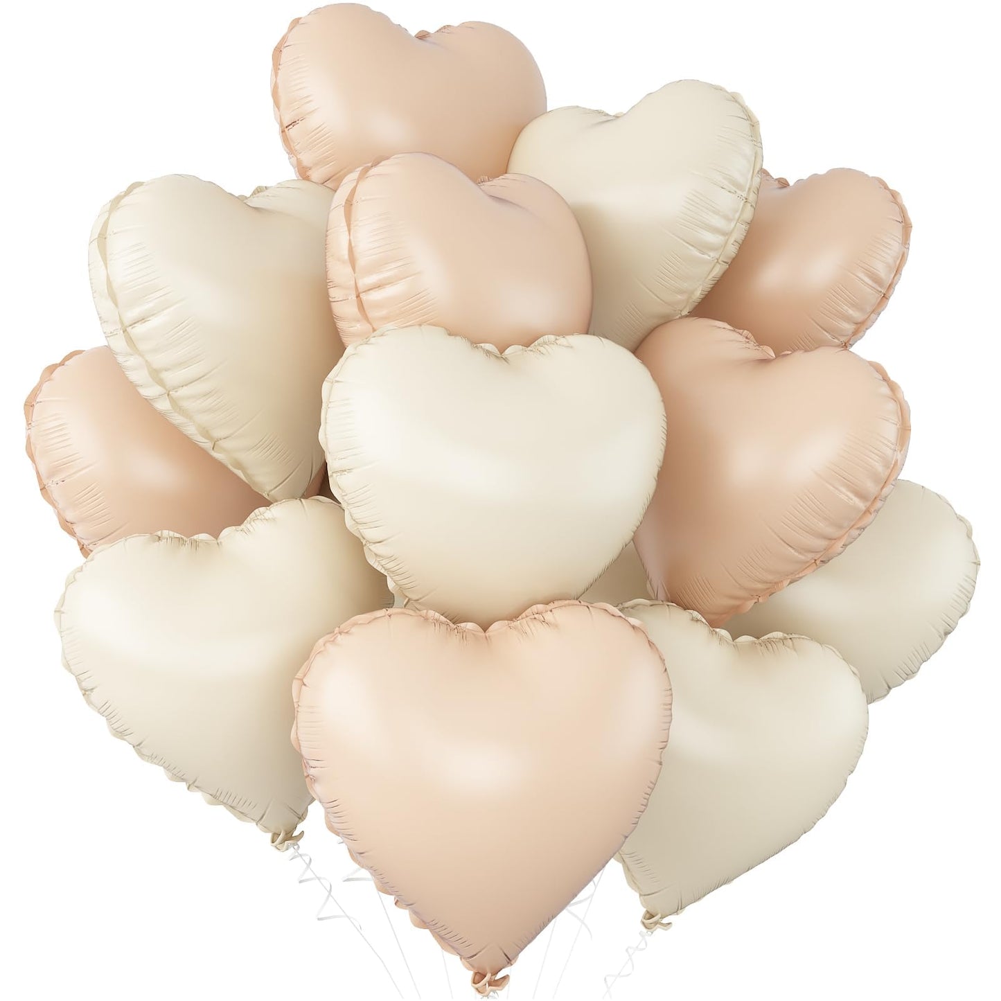 Sage Green Gold Heart Balloons,12Pcs Light Gold Heart Shaped Foil Balloons,18Inch Cream White Helium Mylar Balloon for Baby Shower Birthday Anniversary Wedding Party Decorations