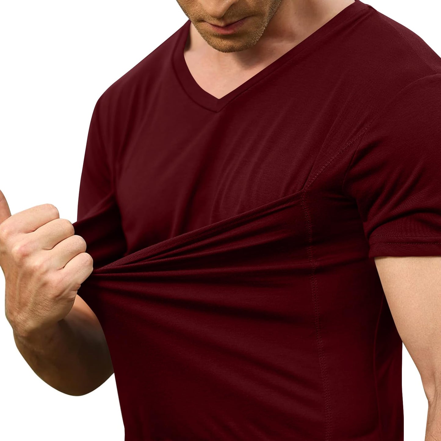 Mens Baby Carrier Shirt V Neck Short Sleeve T-Shirts for Men Skin to Skin T-Shirt with Pocket