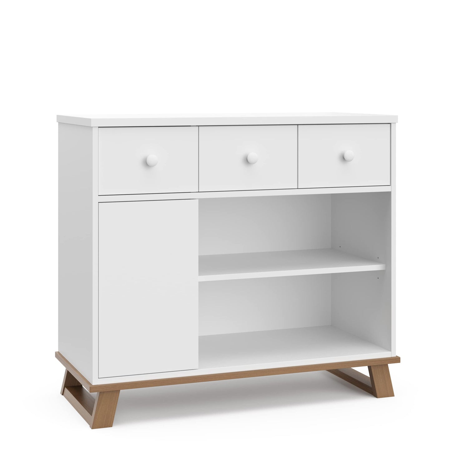 Storkcraft Modern Nursery Changing Table Dresser (White with White) – GREENGUARD Gold Certified, Dresser for Nursery, Changing Table With Drawers