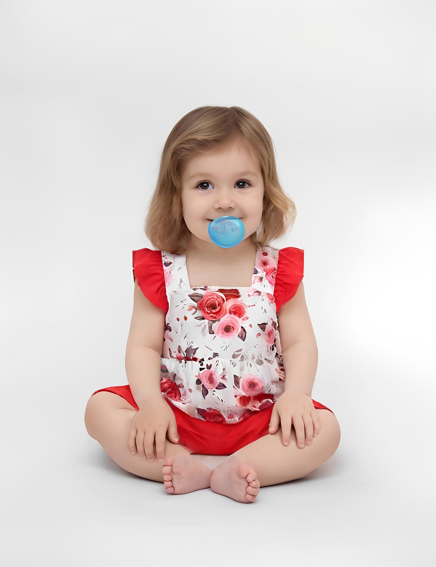 3-18M Newborn Baby Girl Pink Outfits Set Ruffle Sleeve Floral Top + Soild Shorts with Belt