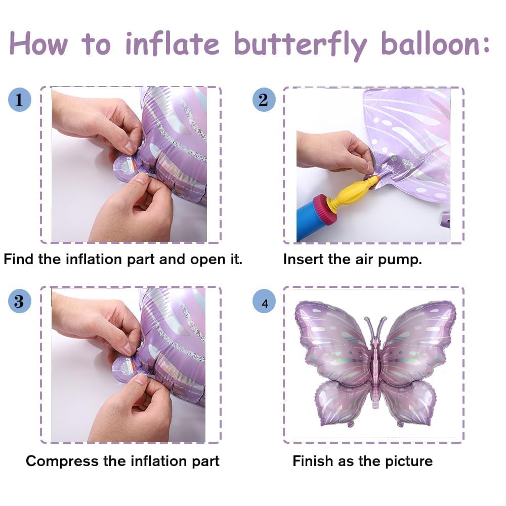 Purple Butterfly Balloon Arch Garland Kit 150 pcs White Sand Boho Pastel Balloon for Butterfly Theme Birthday Baby Shower Fiesta Party Decorations for Girls