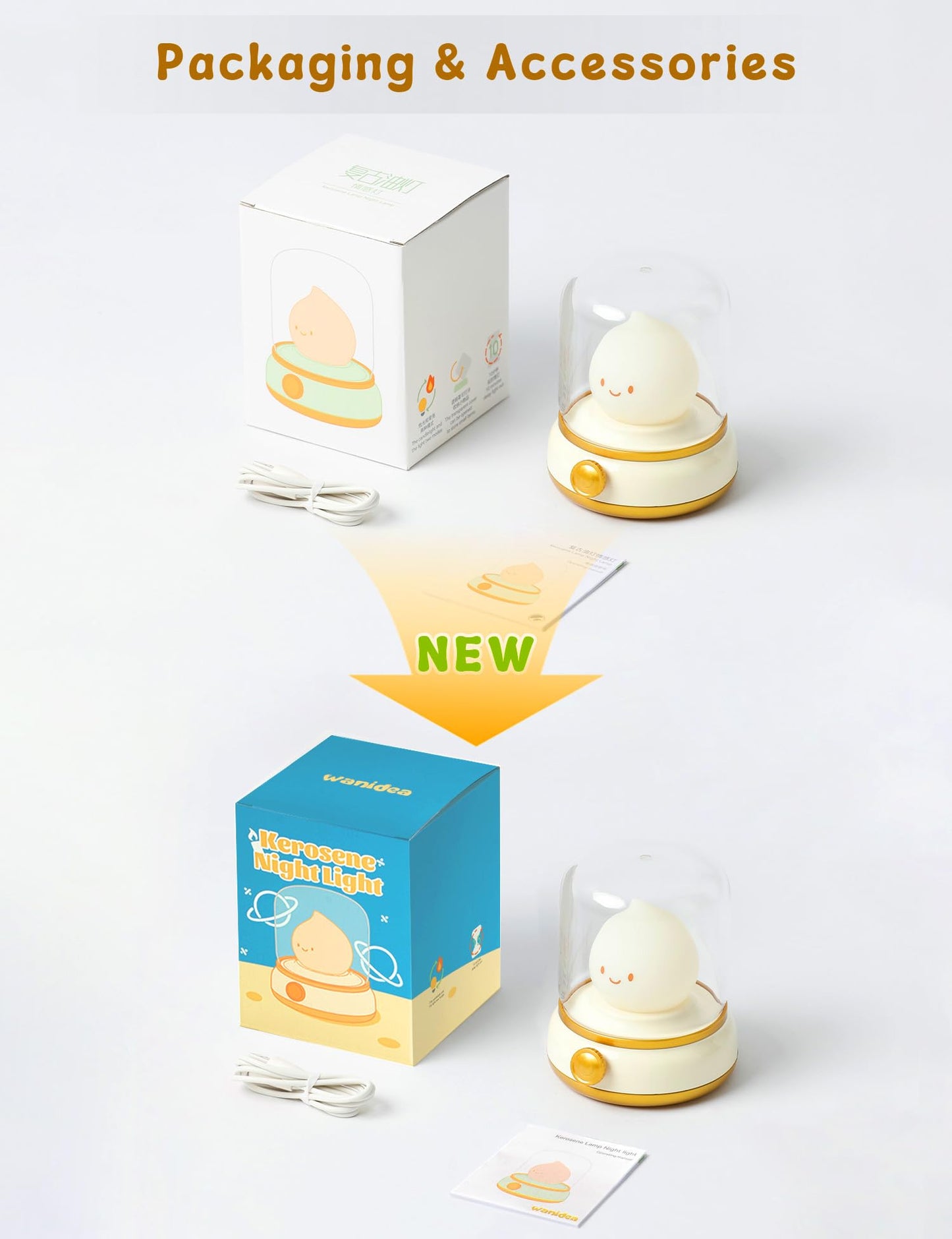 Cute Chibi Flame Lamp, Anime Cozy Lights, Retro Rechargeable Night Light, Decor, Cute Desk Accessories, Gifts