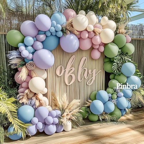 Dusty Blue Tan Balloon Garland Double Stuffed Slate Pastel Blue Brown Nude White Sand Latex Balloons Arch Kit for Neutral Baby Shower Birthday Bridal Wedding Bear Theme Party Decorations
