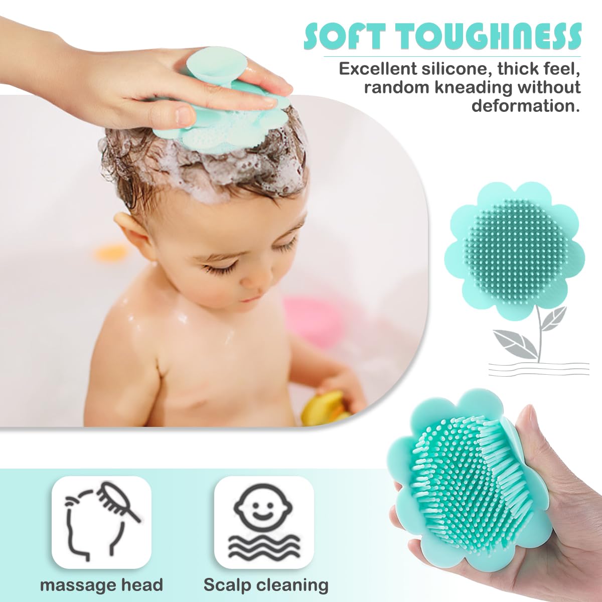 Baby Hair Scalp Massage Shampoo Brush with Soft Baby Bath Brush Silicone Massage Brush for All Hair Kid Newborn Toddler()