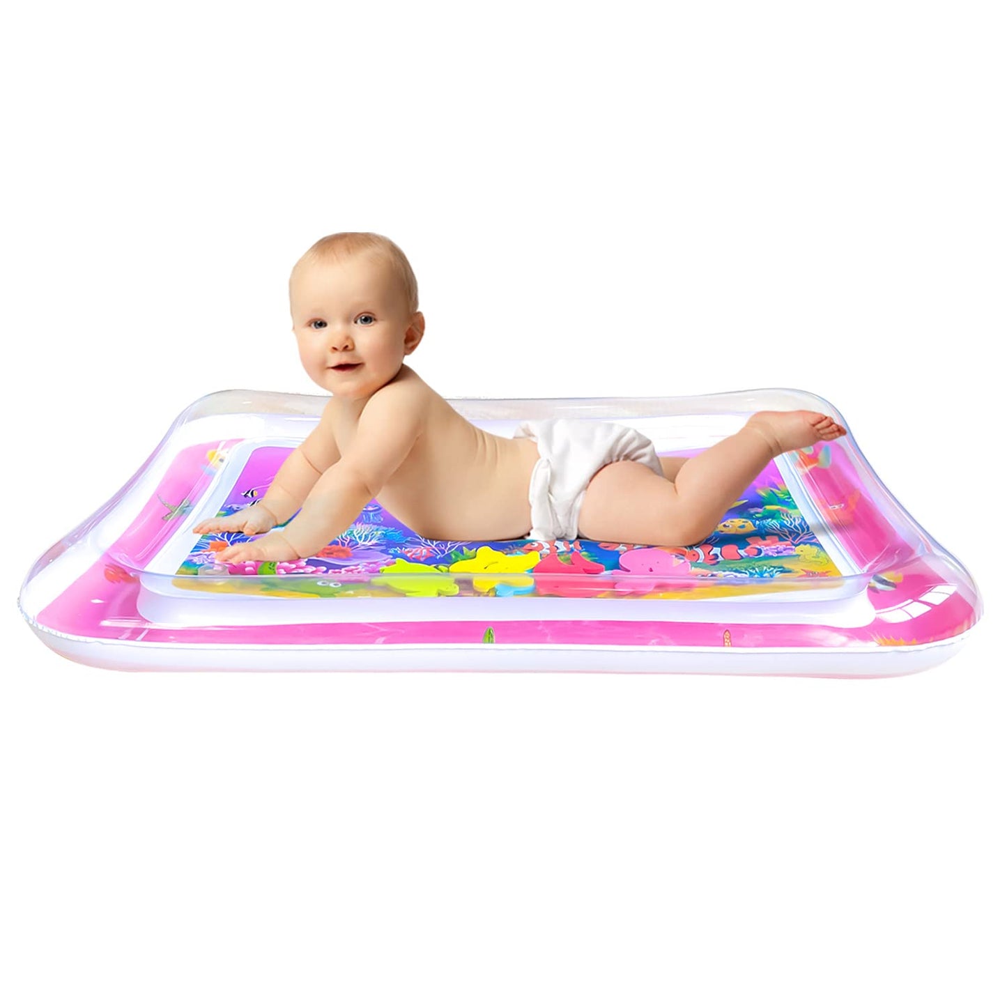 ZHUYNXIR Extra Big Infant Toys, Tummy time mats,Tummy time Toys, Baby Pink Water Play mat, Fun Early Development Activity Play Center for Newborn, Pink 39.5x31.5 in.