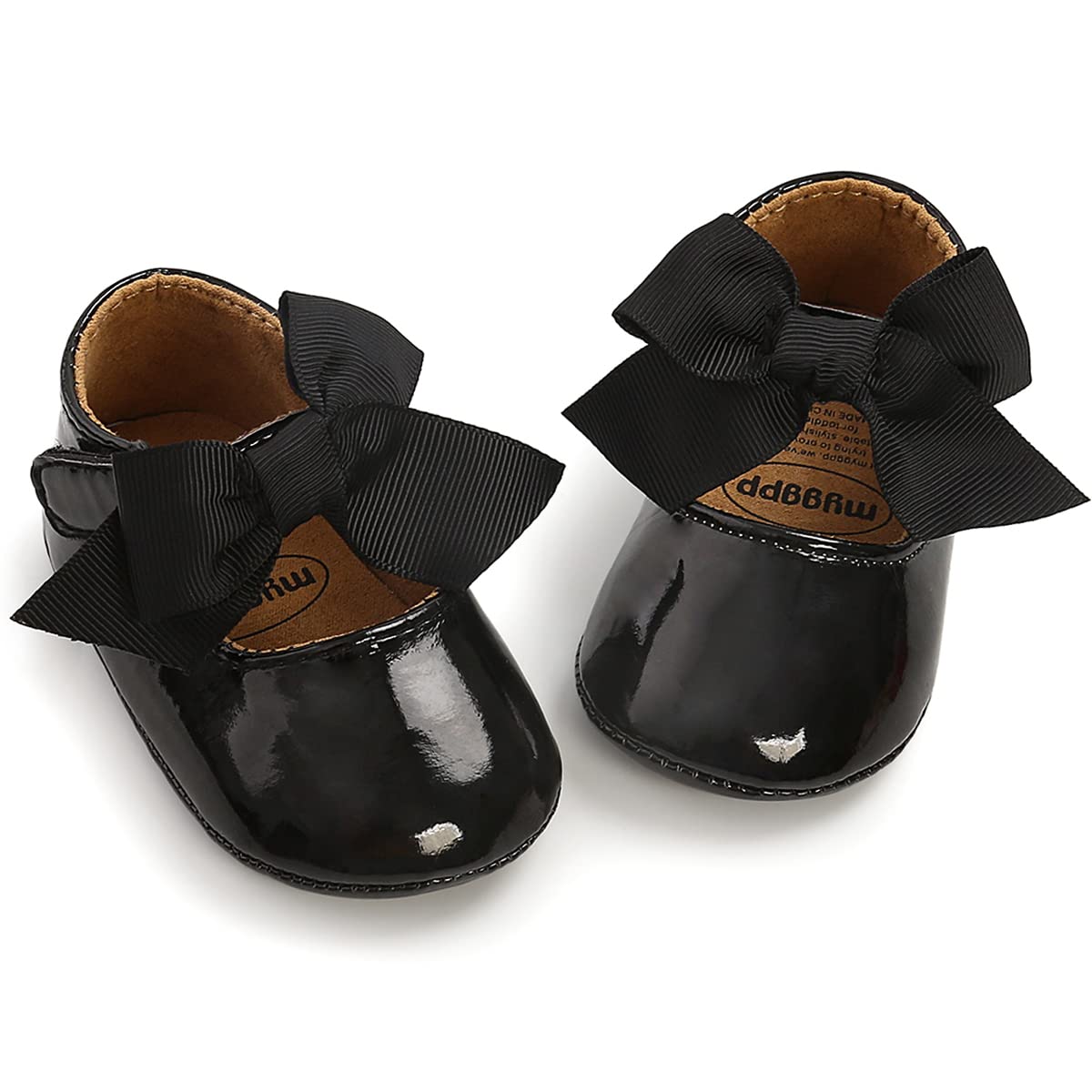 Baby Girls Mary Jane Flats with Bowknot Flowers Soft Newborn Infant First Walkers Crib Shoes Wedding Party Christmas Dress Shoes
