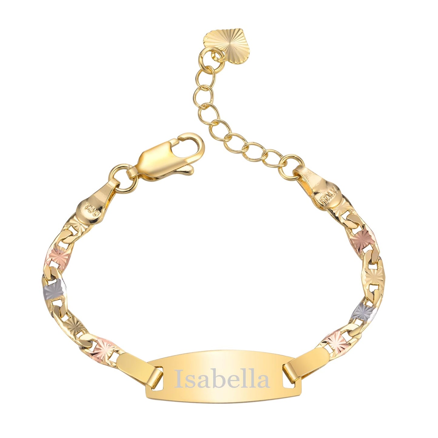Personalized Baby Bar Bracelet : 18K Gold Plated Custom Name ID Plate Bracelet for Children Toddler from Mom, Engraved Kid Name for Daughter Son, New Born Birthday Gift,Adjustable,Nickel free