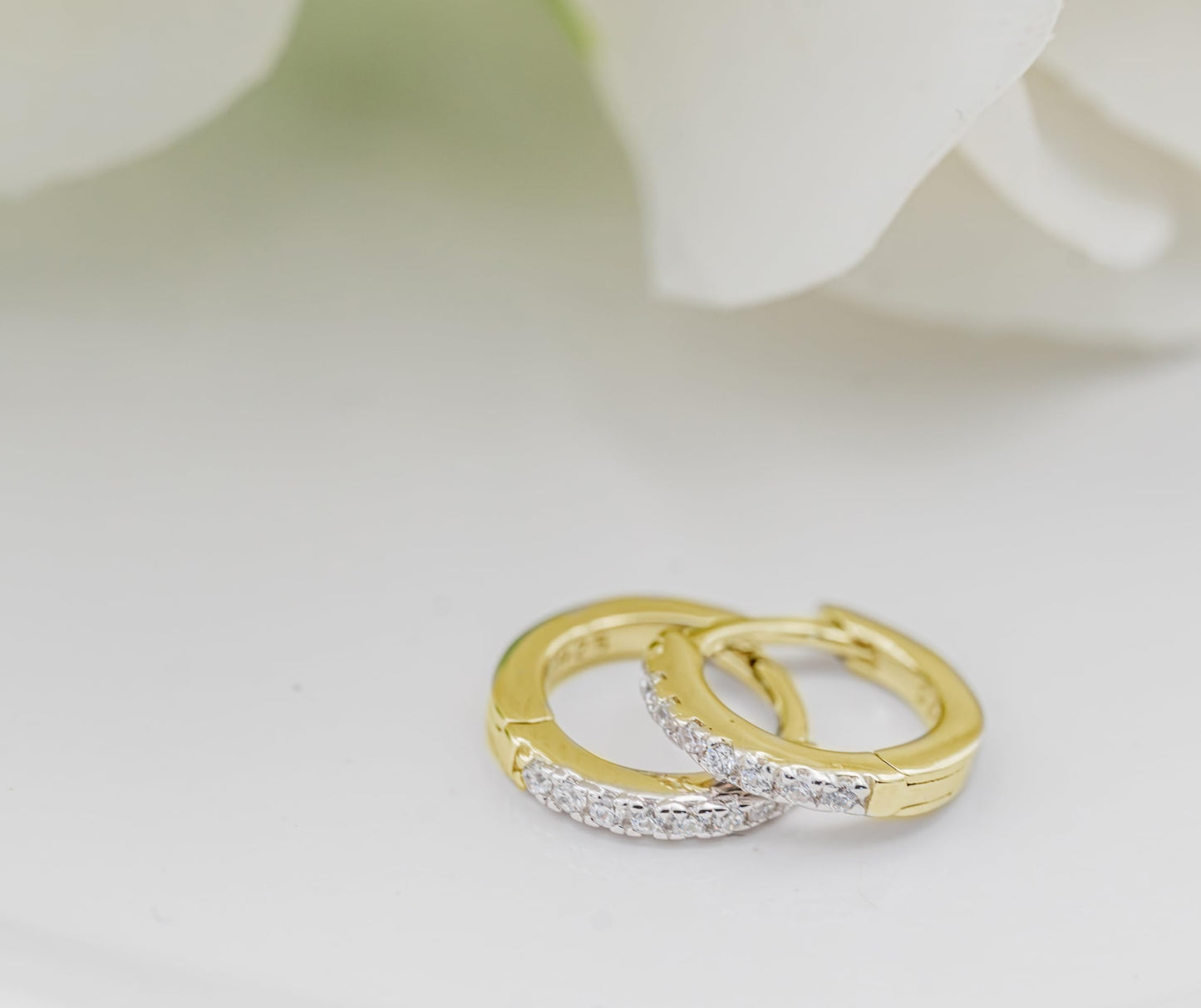 Cherished Moments Sterling Silver and 14K Gold Plated 10mm Hoop Earrings
