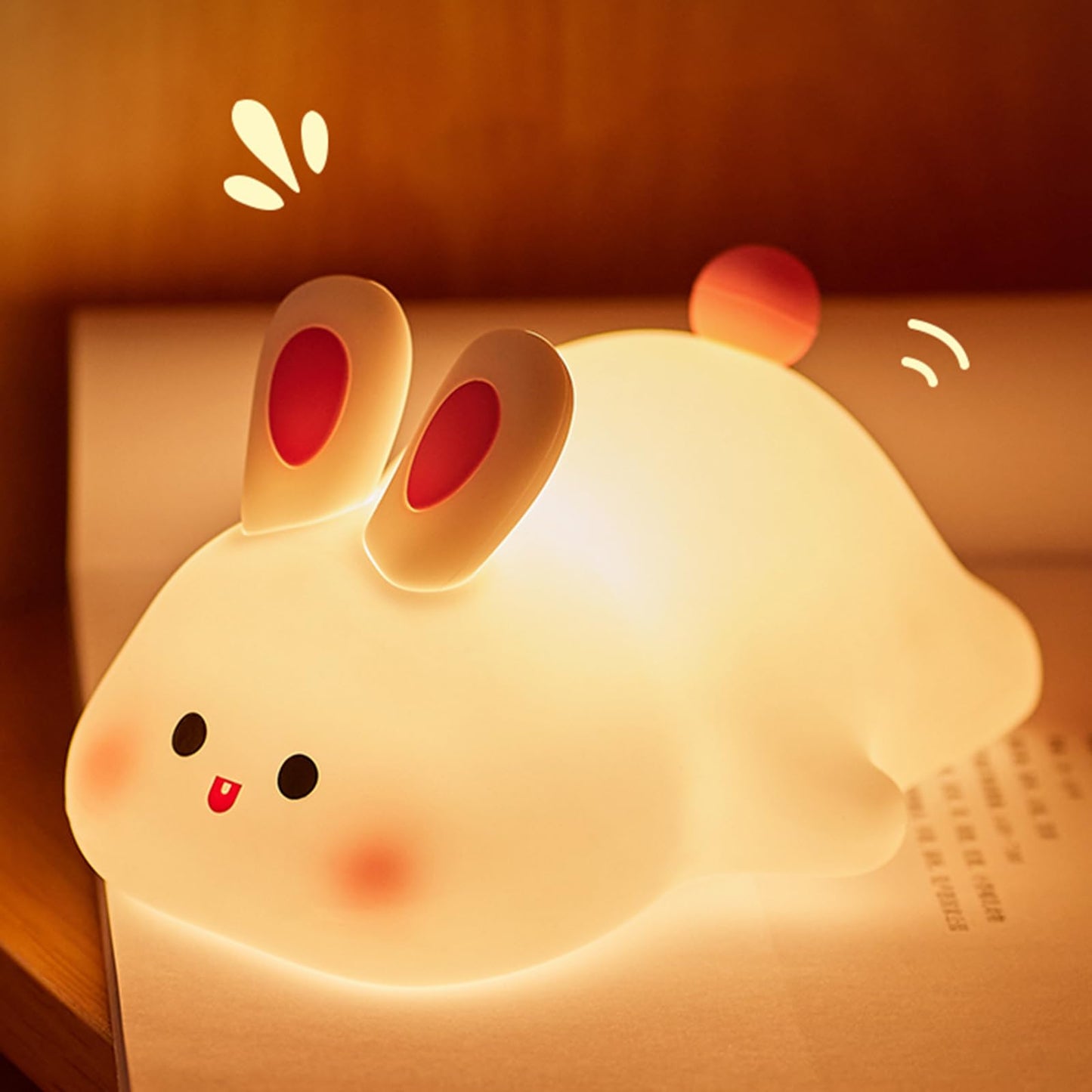 Sweet Heart Elephant Night Light, LED Squishy Novelty Animal Cute Lamp, Food Grade Silicone Nightlight, Dimmable Light Up Elephant Decor for Room College, Boys Girls White Elephant Gifts