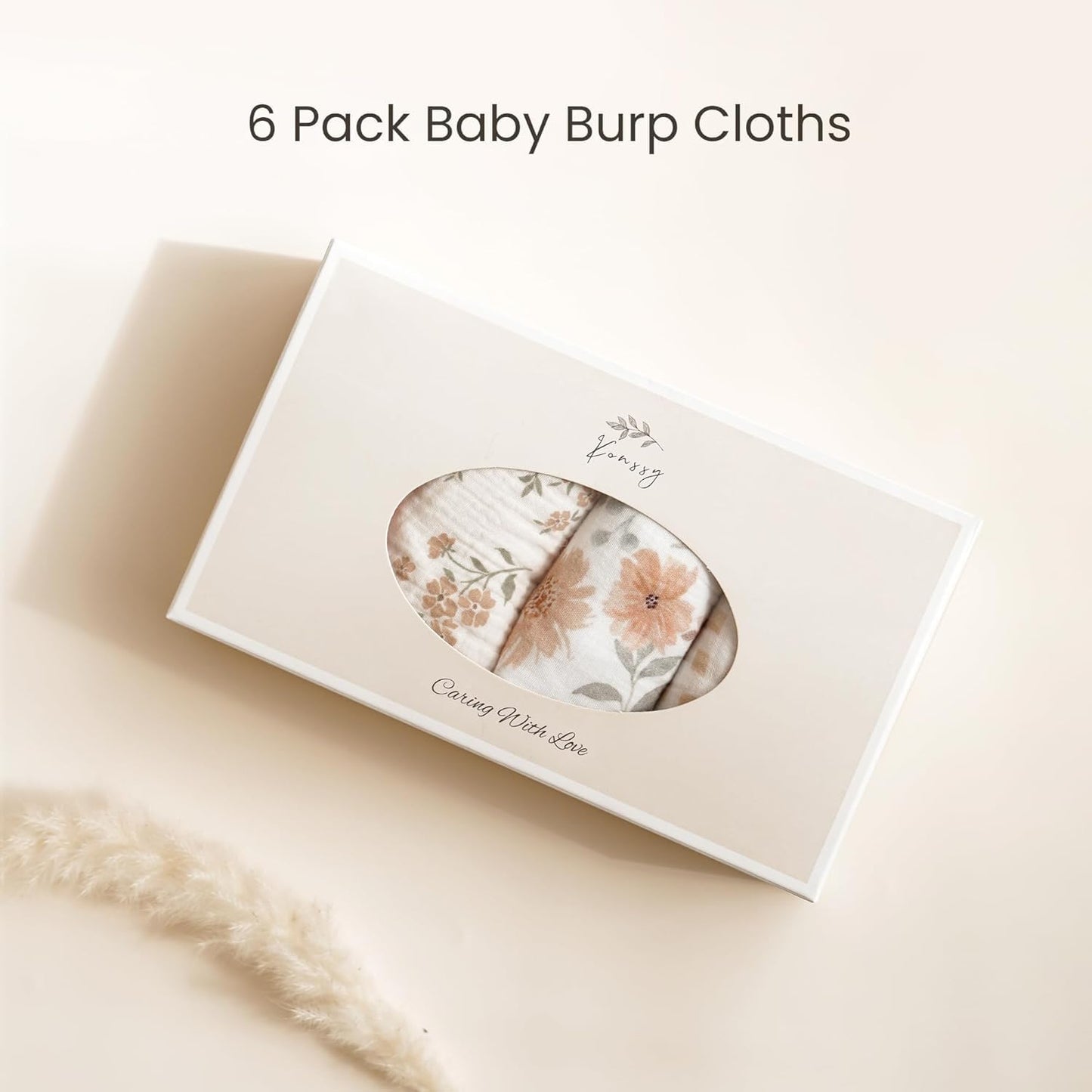Konssy 6-Pack Muslin Baby Burp Cloths, Large 100% Cotton Burping Clothes, Soft & Absorbent for Newborns, Baby Boys and Girls