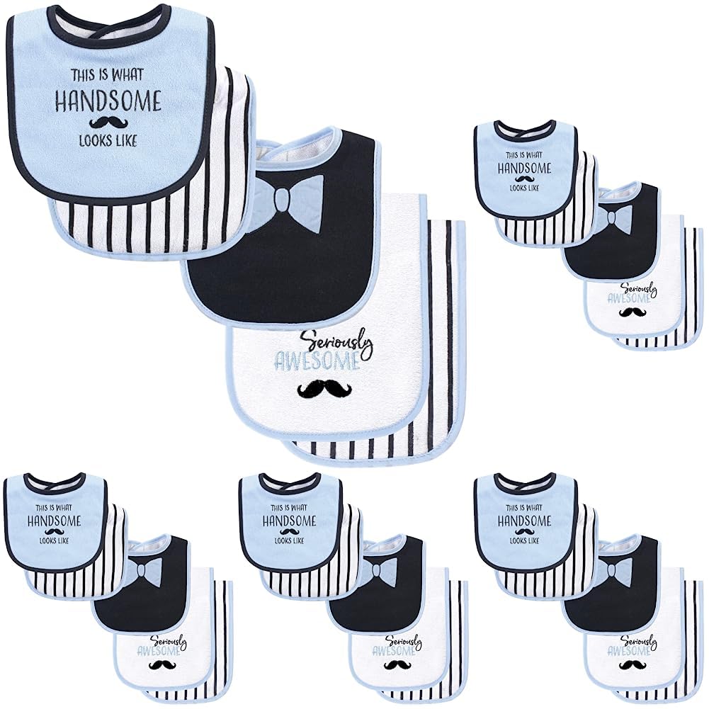 Hudson Baby Unisex Baby Cotton Terry Bib and Burp Cloth Set, Dinner Date, One Size