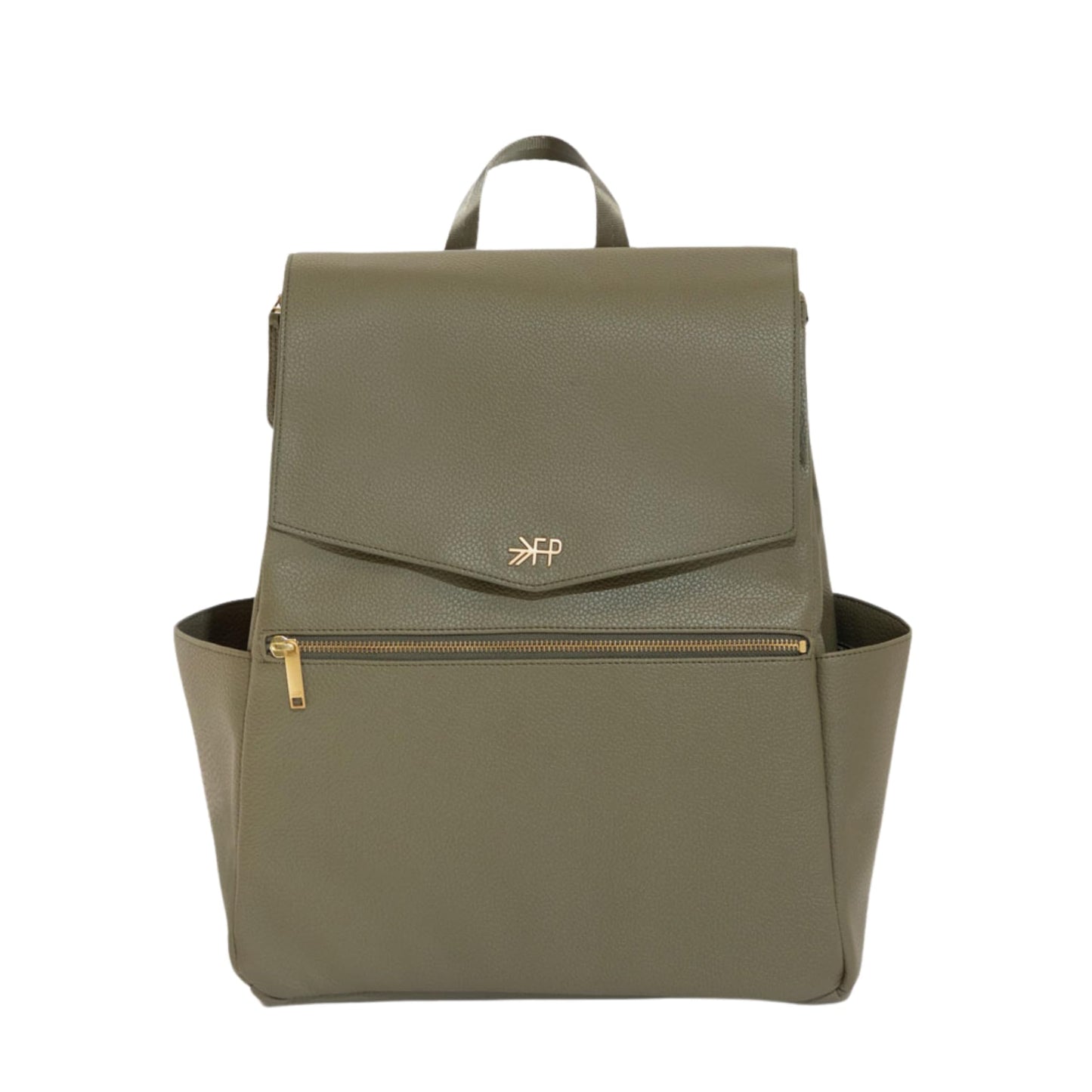 Freshly Picked Classic II Diaper Bag Backpack, Wipeable Vegan Leather With Changing Pad (Sage Green V2)