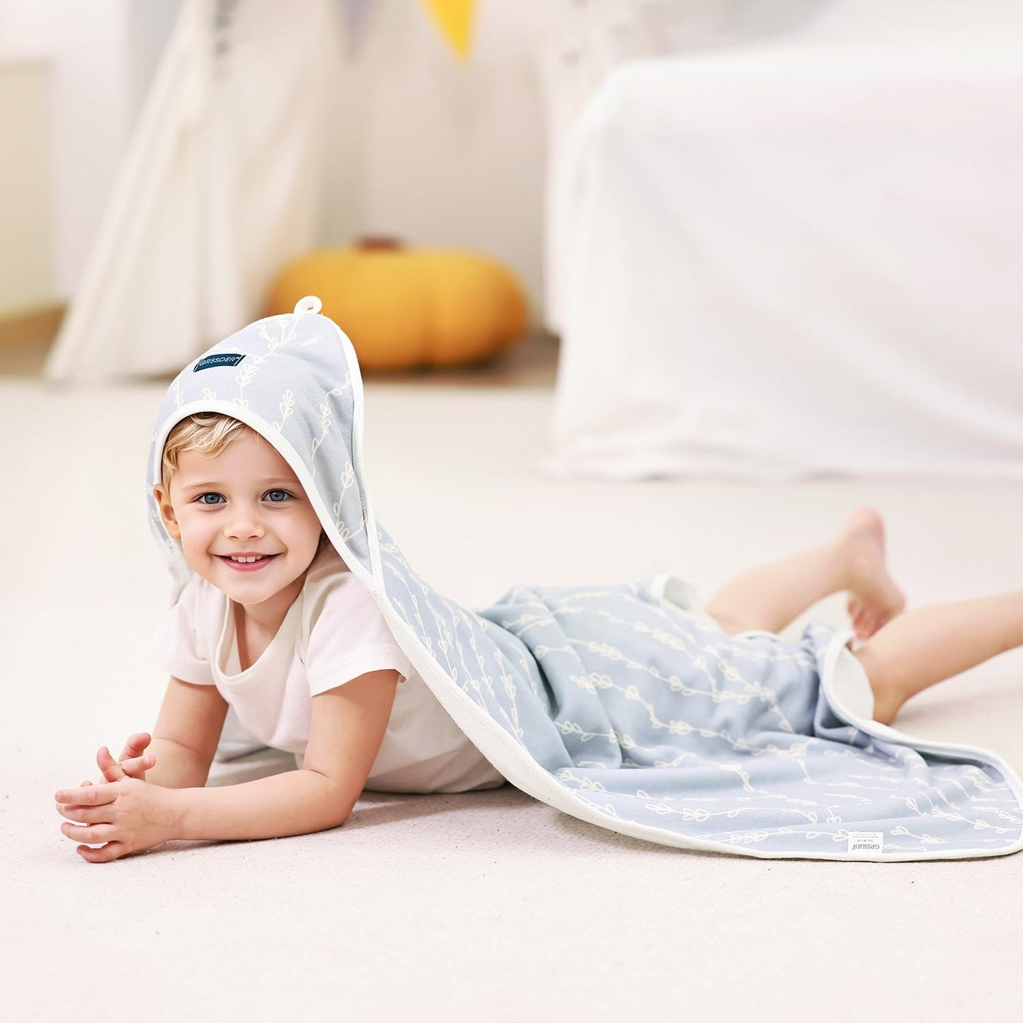 GRSSDER Baby Hooded Towel 2 Pack for Newborn, Super Soft Bath Towels with Original Design, Ultra Absorbent Knit Terry, Large Toddler Towels with Hood for Girls, Shower Gifts for Infant, 34"x 34"