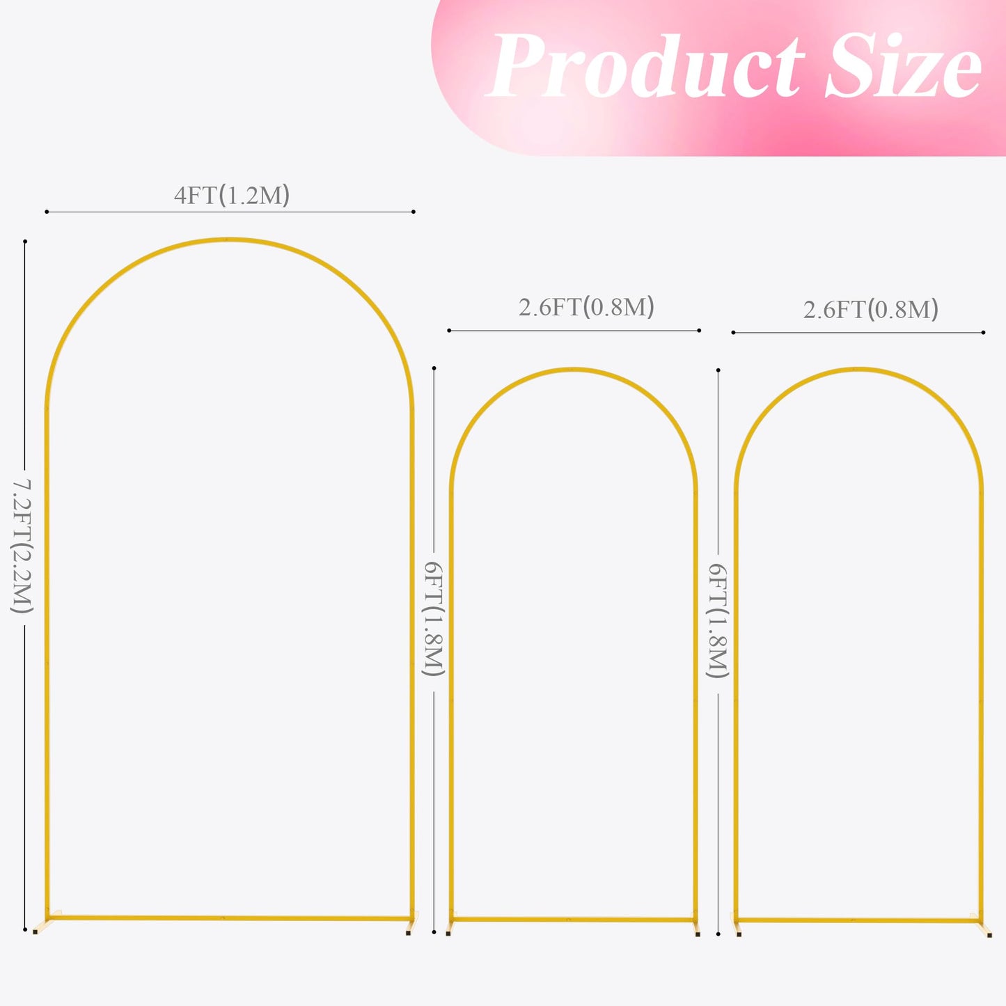 Wokceer Wedding Arch Backdrop Stand 7.2FT, 6.6FT White Metal Arch Stand Set of 2 for Birthday Party Wedding Ceremony Baby Shower Graduation Decoration