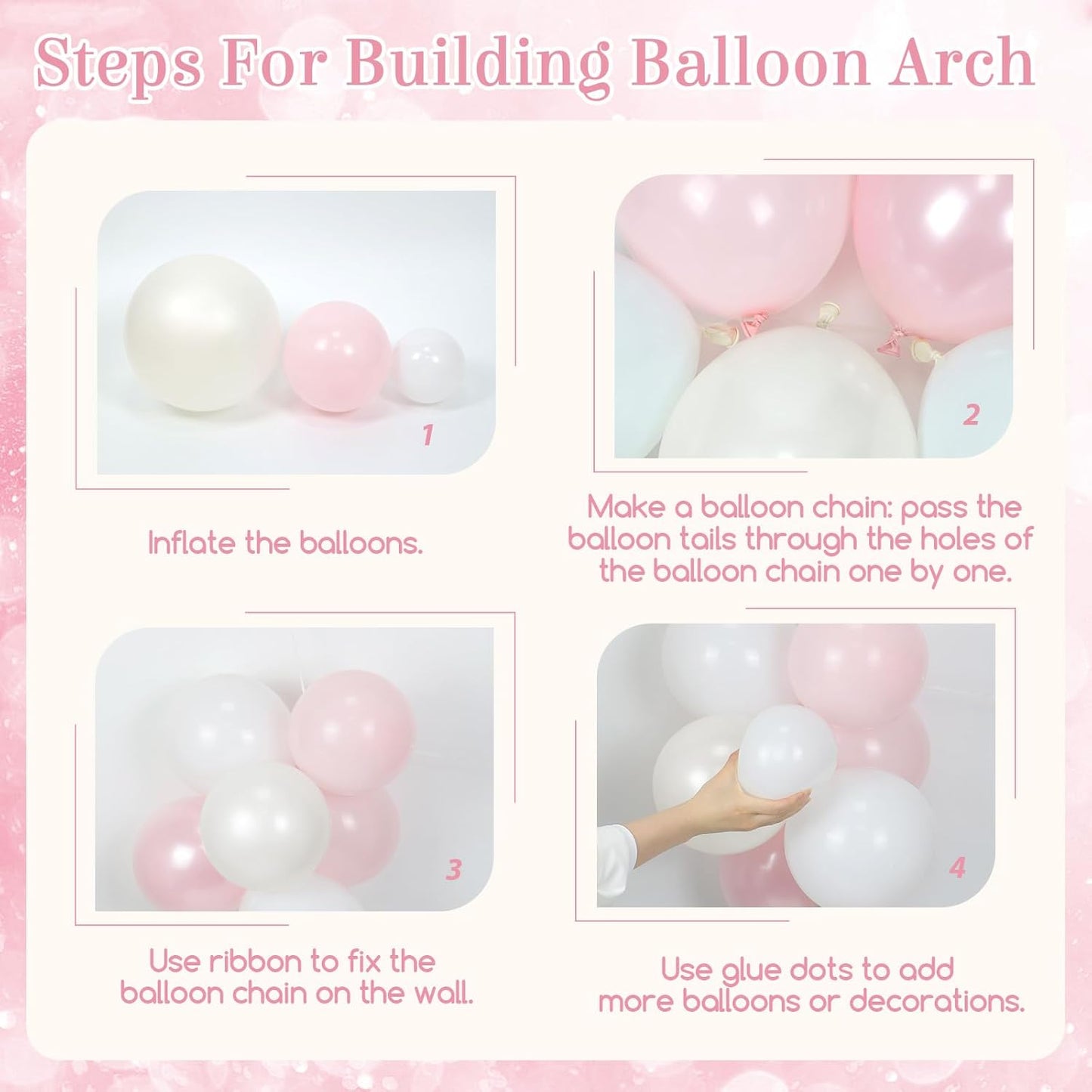 Pink Bow Balloon Arch Kit with Clear Light Pearl Pink and White Balloons for Coquette Bow Themed Bridal Baby Shower Wedding Birthday Party Decorations