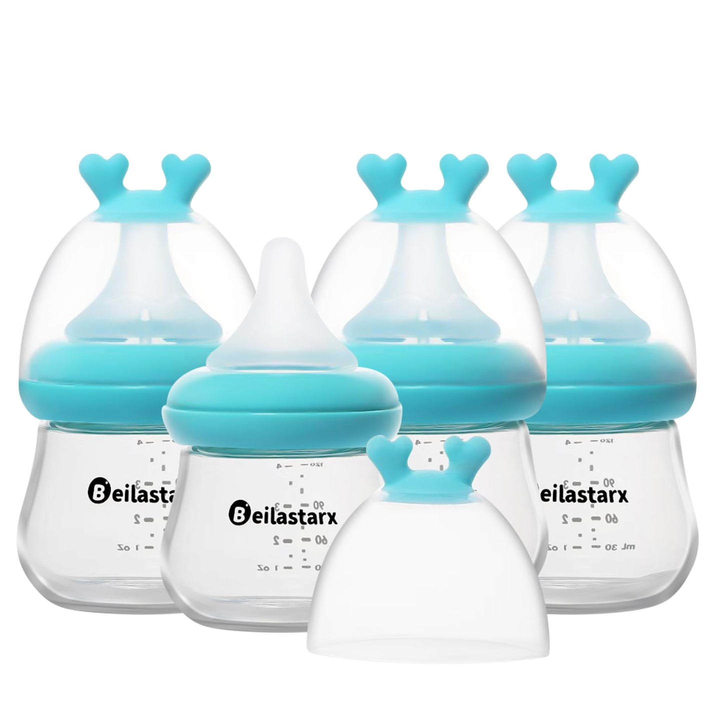 Glass Baby Bottles with Natural Response Nipple Size SS - Anti Colic Baby Bottles Wide Neck Slow Flow Baby Bottle (Red, 4oz (Pack of 4))