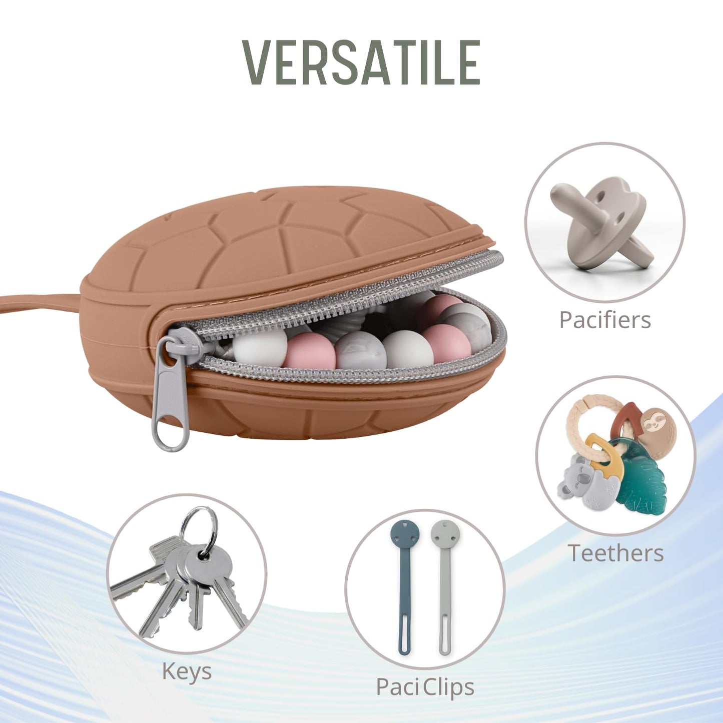 Silicone Pacifier Holder Case, BPA-Free Newborn Baby Silicone Pacifier Holder for Boys & Girls, Portable Silicone Pacifier Container Case (Soft Lilac/Blush)