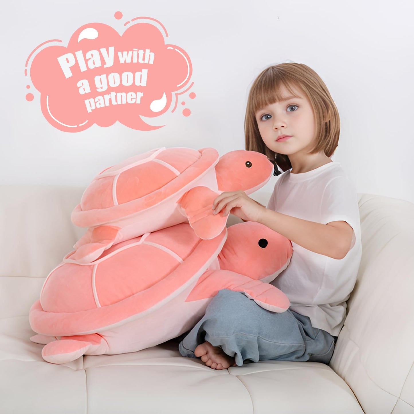 28 inch Big Green Sea Turtle Stuffed Animals Giant Soft Plush Toys, Large Ocean Turtle Plushies Body Pillow, Gifts for Kid Boys, Girls, Girlfriend, Birthday, Easter