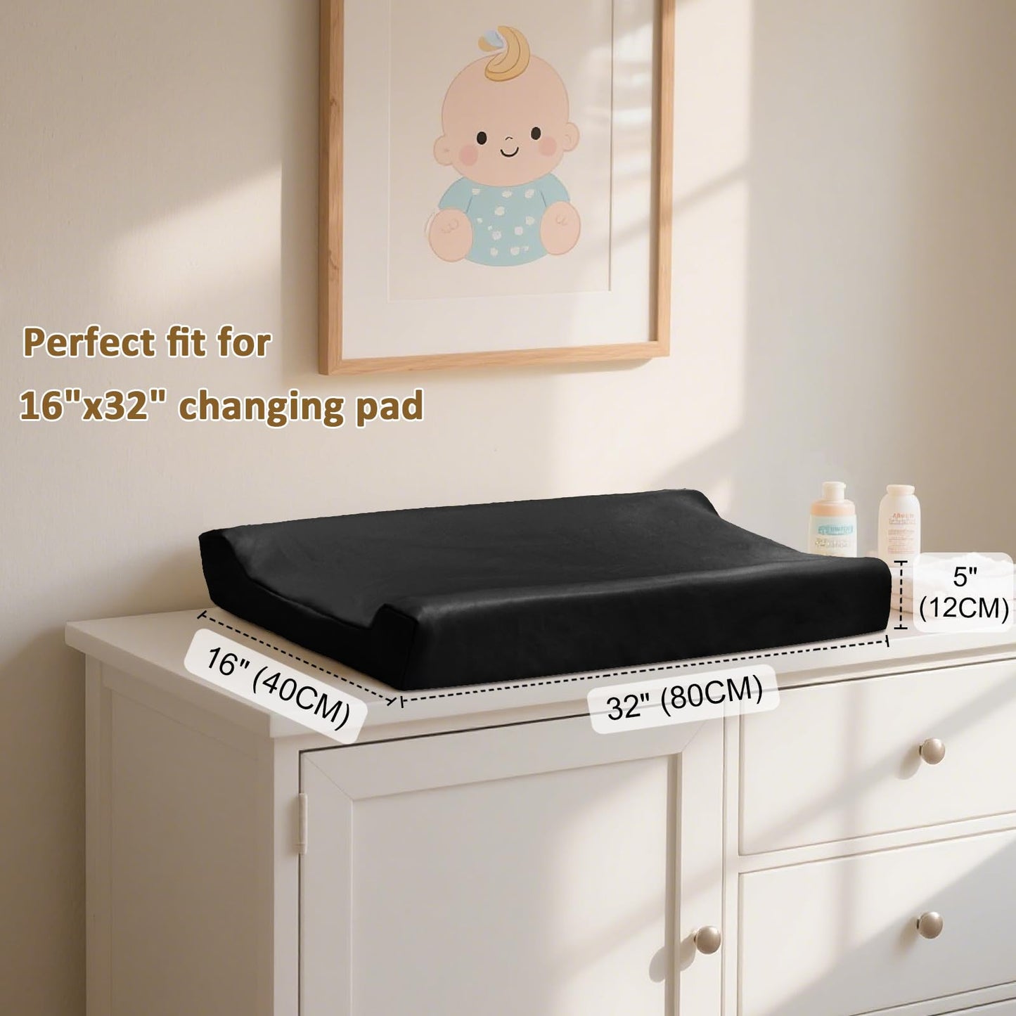 Owlowla Changing Pad Cover,Waterproof Changing Pad Covers-Soft Leather Diaper Changing Table Cover,Fits Standard Changing Pads for Baby Boy Girl(Brown)