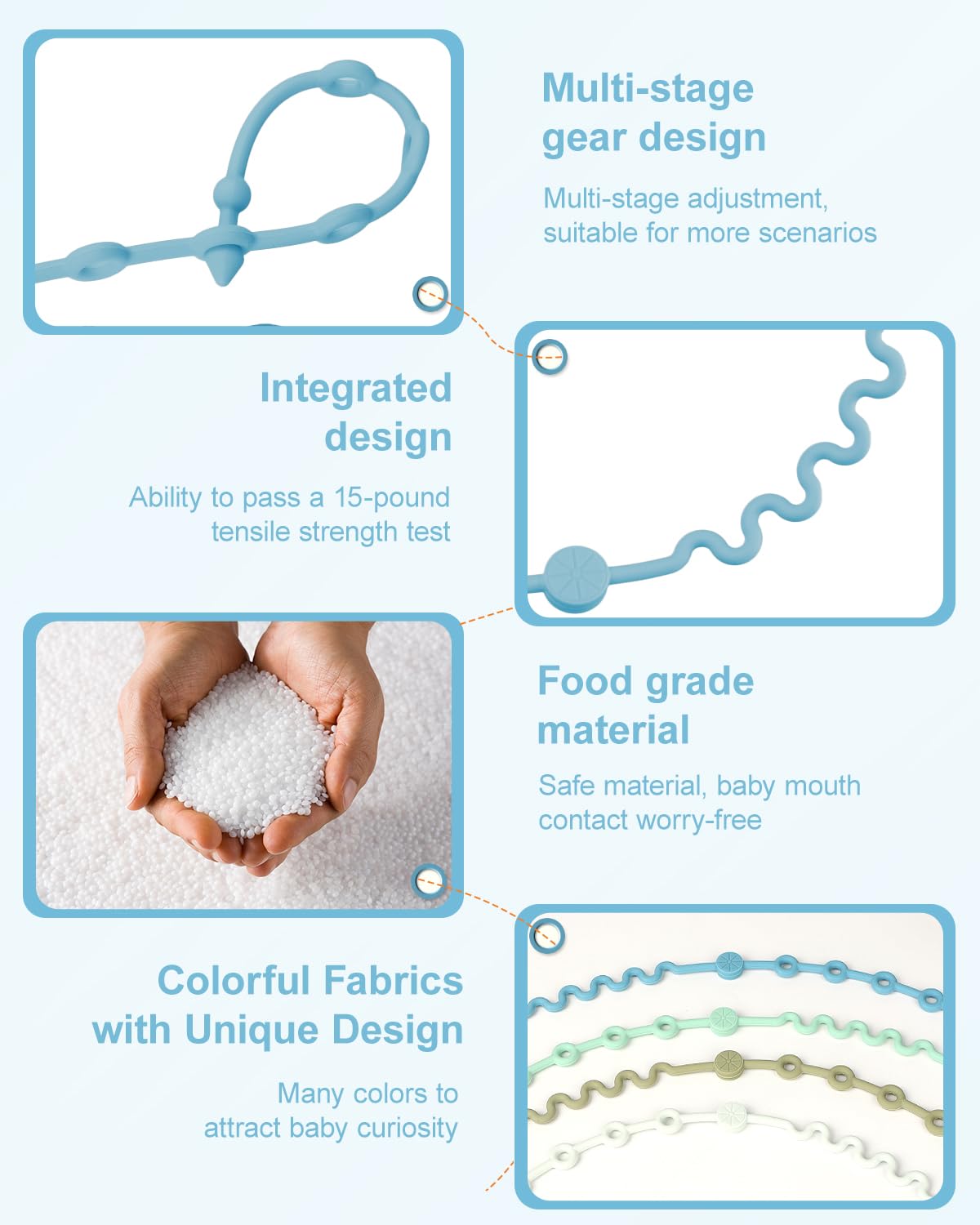 Toy Straps for Baby, 5pcs Adjustable Toy Holder for Stroller Accessories, Silicone Baby Tether Pacifier Clip, No Throw Baby Travel Essential Leash for High Chair, Car Seat (Gril-5 Pack)