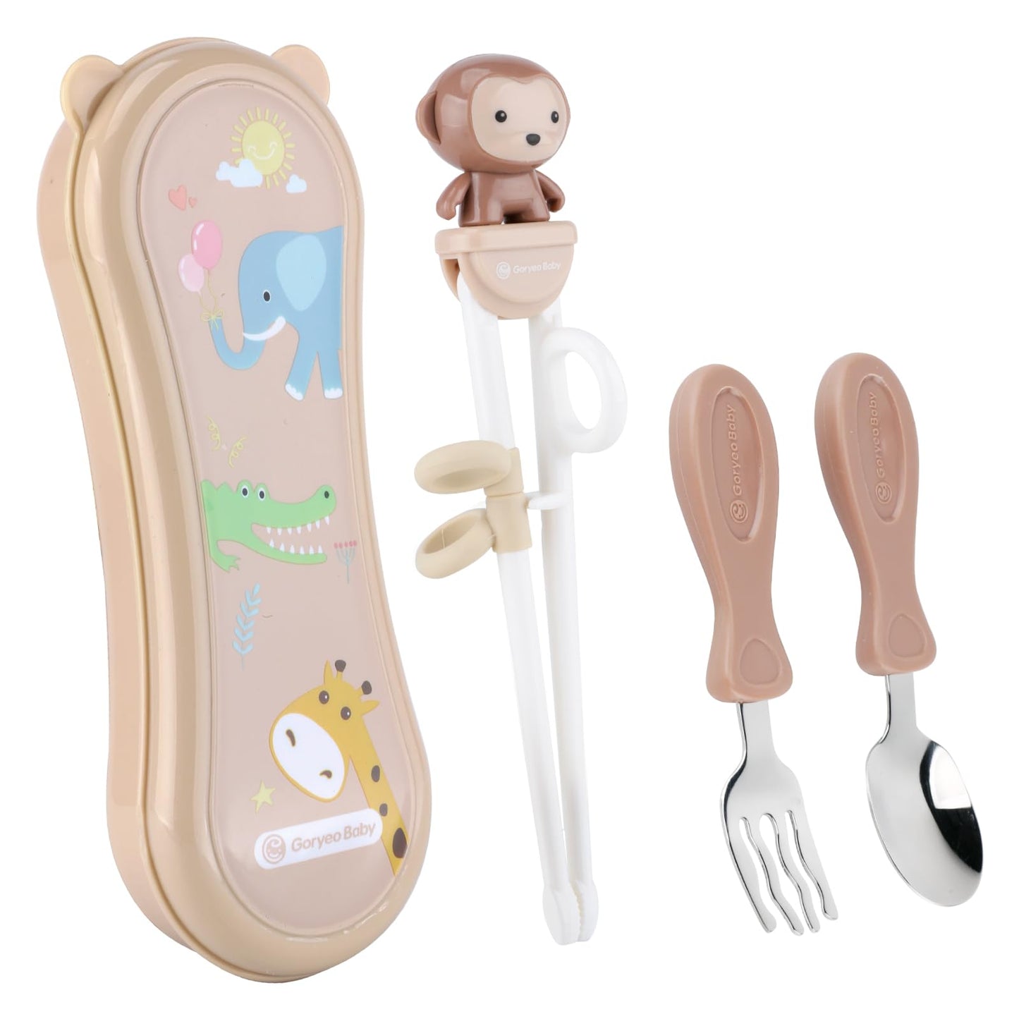 Toddler Utensils Stainless Steel Kids Silverware Set with Kids Spoons and Forks Set and Kids Chopsticks for Self Feeding Learning with Portable Case