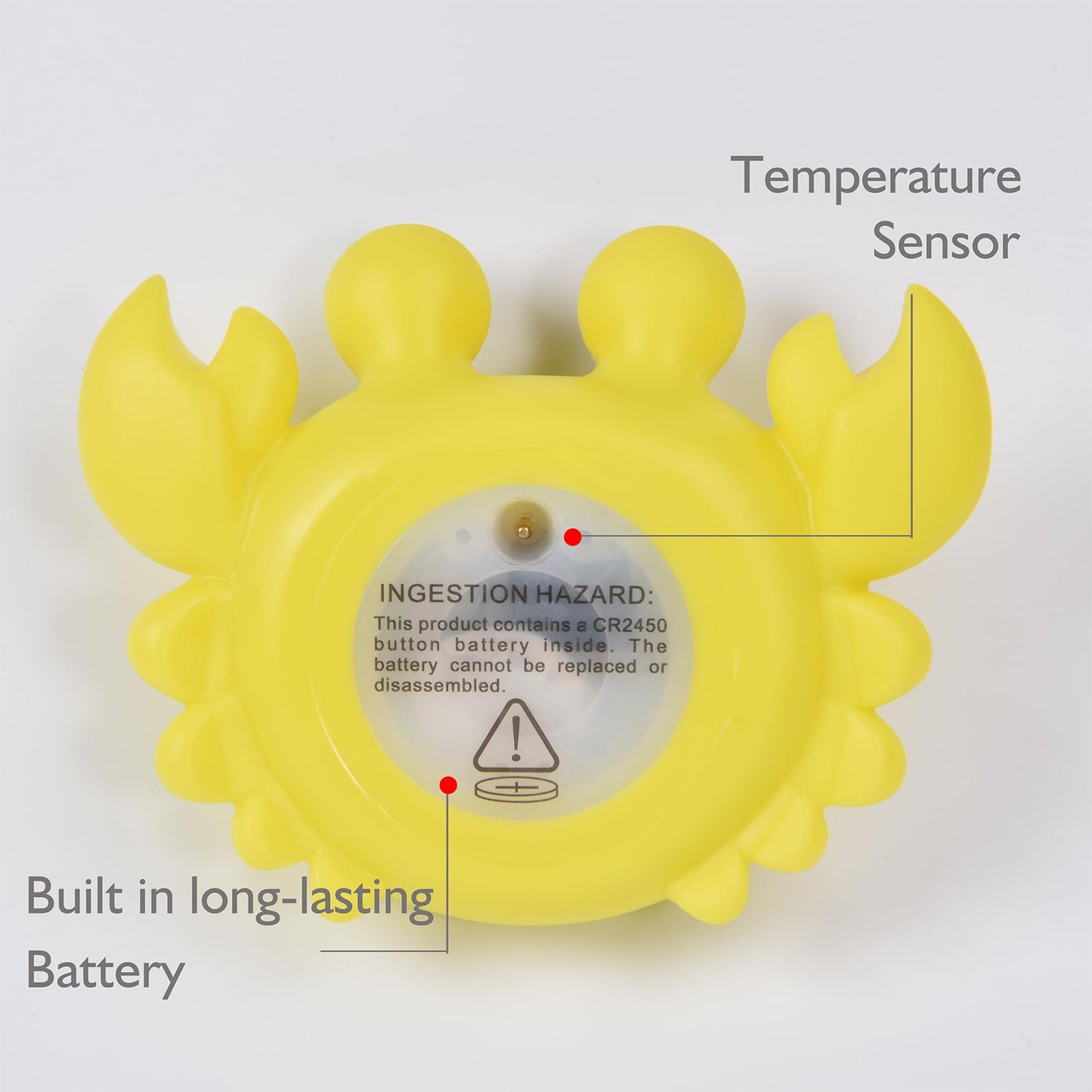 Baby Bath Thermometer with LED Display, Floating Crab Toy – 2-in-1 Water Safety Sensor for Infants, Color-Coded Alerts (Hot/Cold), Bath Tub Temperature Monitor, Cute Floating Bath Toy, Nursery