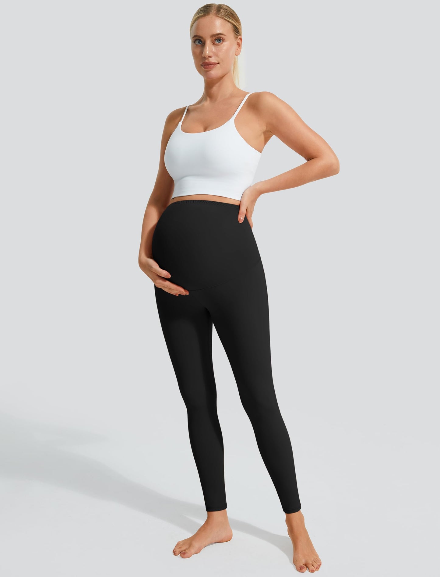 JOYSPELS Smooth Feeling Maternity Leggings Over The Belly with Pockets Workout Pregnancy Leggings
