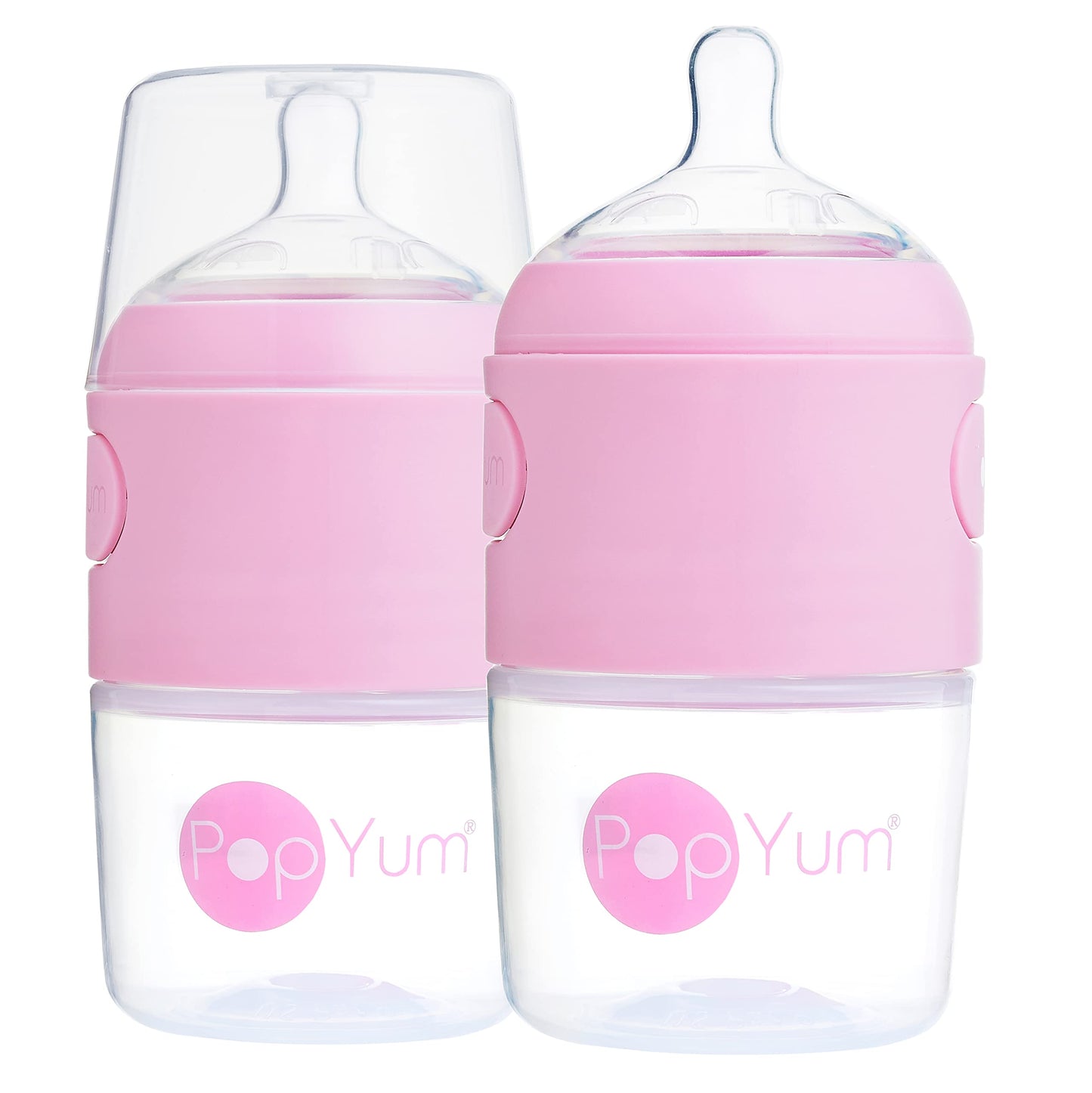 PopYum 9 oz Orange Anti-Colic Formula Making/Mixing/Dispenser Baby Bottle with #2 Medium Flow Nipple, 260 ml, BPA-Free, Natural Latch