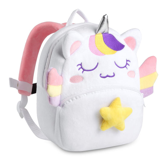 Kasqo Toddler Backpack for Boys and Girls, Kids Backpack Small Cute Animal Soft Plush Mini Backpack for 1-6 Years