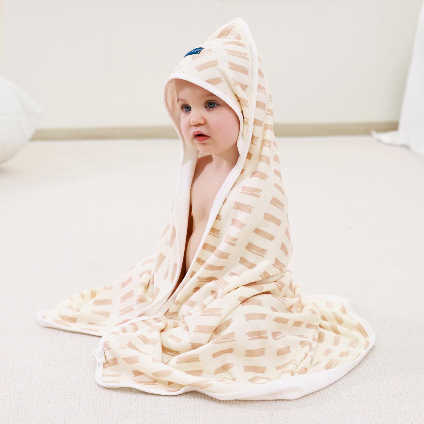 GRSSDER Baby Hooded Towel 2 Pack for Newborn, Super Soft Bath Towels with Original Design, Ultra Absorbent Knit Terry, Large Toddler Towels with Hood for Girls, Shower Gifts for Infant, 34"x 34"