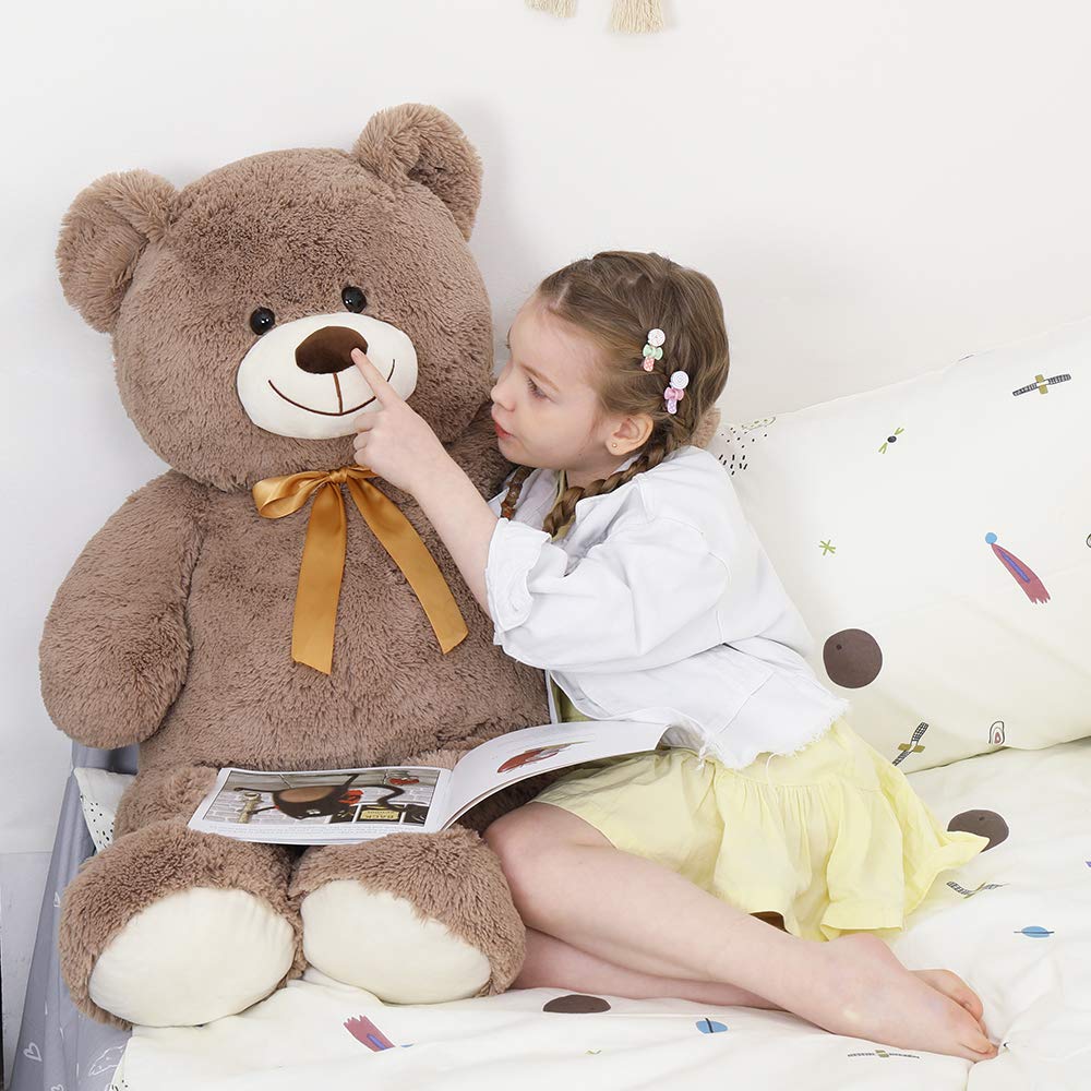 Tezituor 59" Gaint Teddy Bear Stuffed Animal,5ft Life Size Big Teddy Bears,Light Brown Cute Soft Plush Toy,Gifts for Kids Girls Boys Girlfriend Valentine,Christmas,Birthday,Baby Shower,Wedding Party