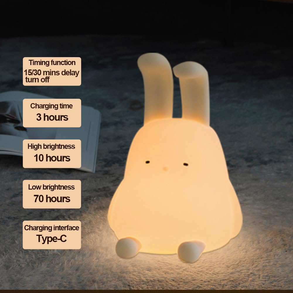 Led Cute Dog Night Light, Dimmable Nursery Puppy Kawaii Lamps, Super Squishy Silicone USB Rechargeable Touch Control Night Lamp for Kids Adults, Used for Camping Party Room Decor (Dog)