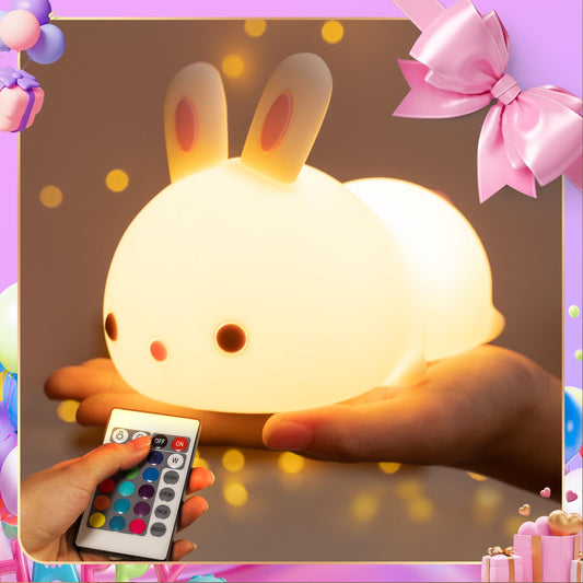 One Fire Night Light for Kids Bunny Cute Lamp, Kawaii 16 Colors Kids Night Light Baby Night Light Lamp, Rechargeable Toddler Night Light for Baby Nursery Night Light,Kids Lamp Nightlight for Kids Room