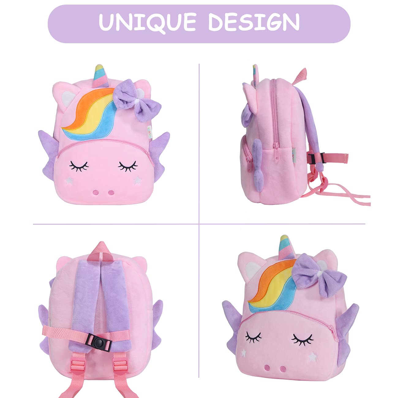 VASCHY Toddler Backpack, Baby Boys and Girls Cute Plush Animal Small Daycare Backpack for Baby Little Kids Yellow Cat