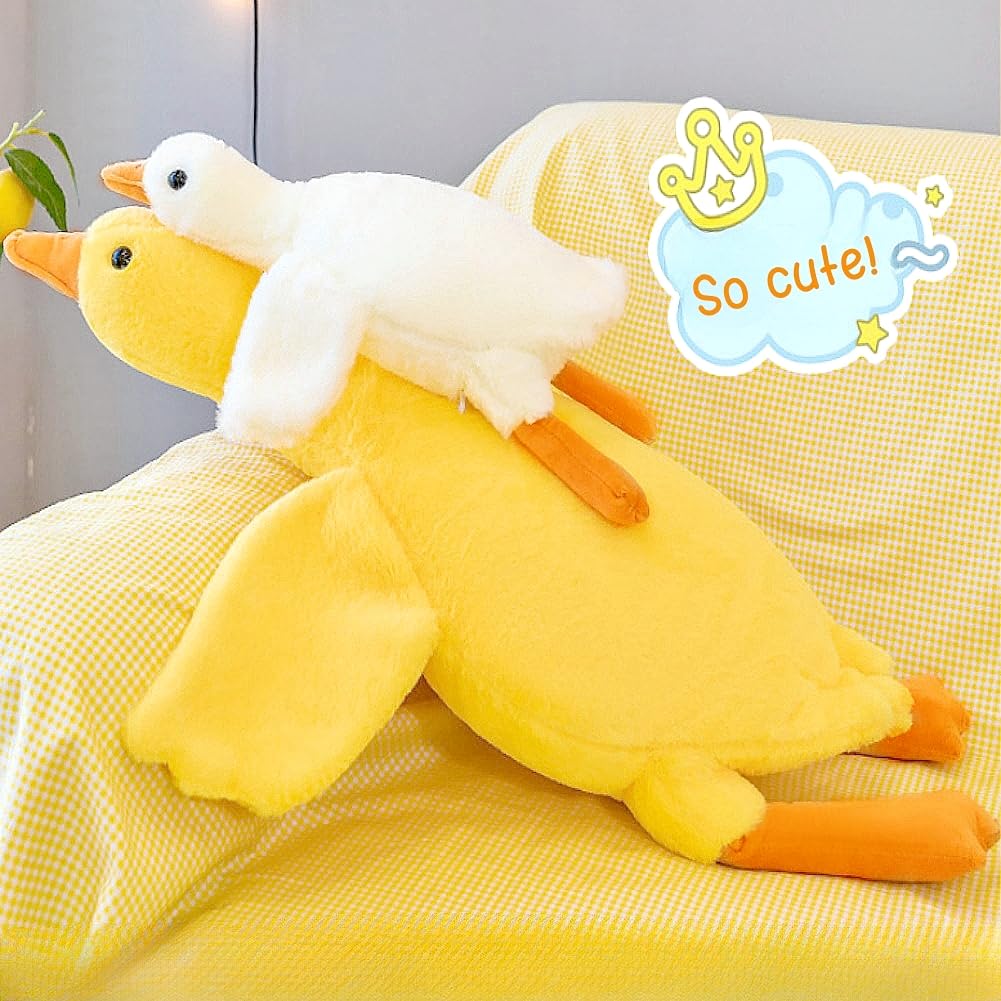 Giant White Goose Plush-75 Inch, Very Huge Body Fat Goose Stuffed Animal, 6 Foot Duck Plush Toys Hugging Pillow Gifts for Everyone (75 in)