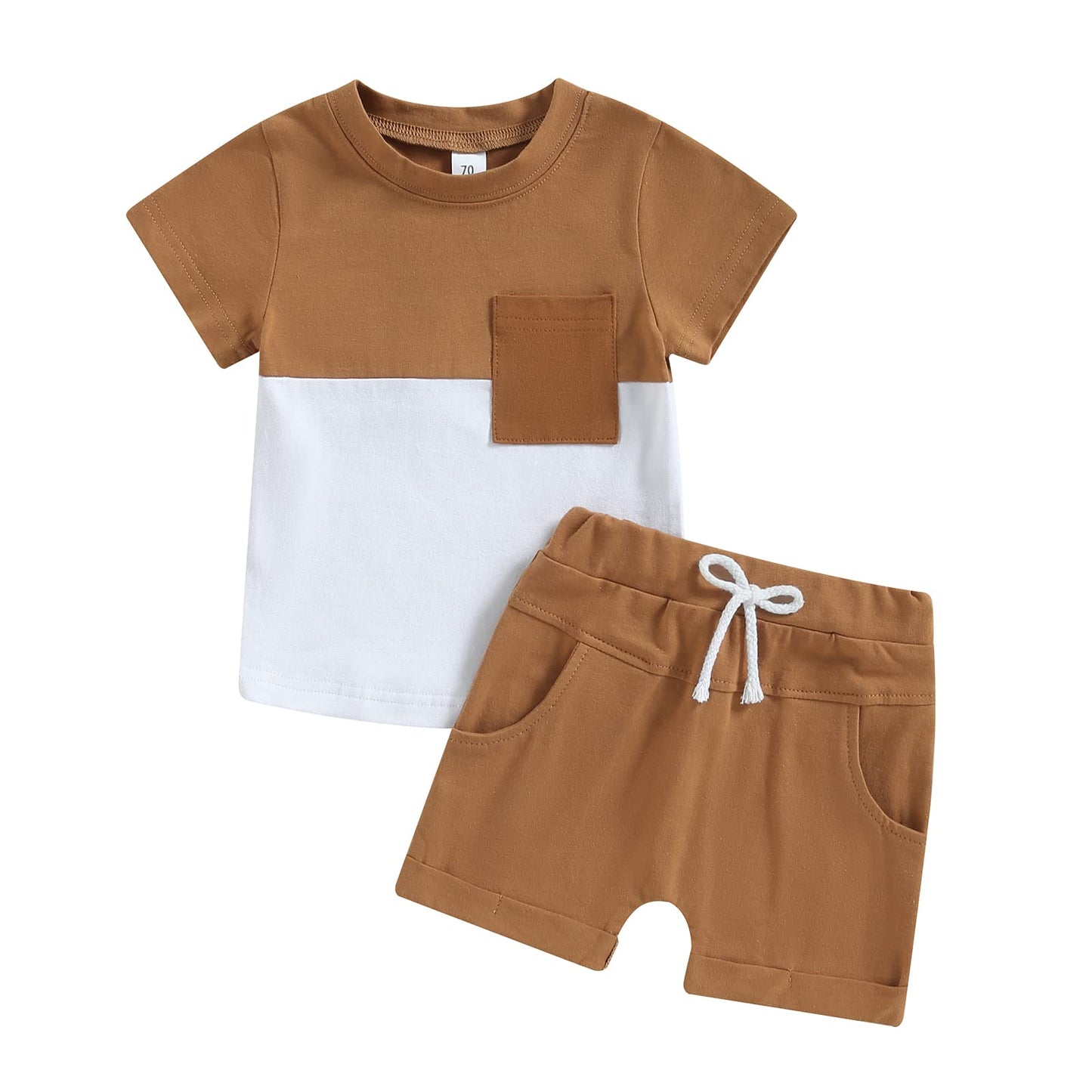 Infant Baby Boy Summer Clothes Outfit Color Block T-shirt Shorts Set Toddler Checkerboard Clothes 6 12 18 24 Months