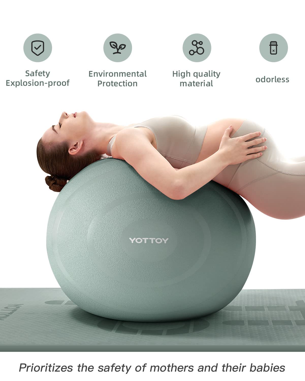YOTTOY Anti-Burst Exercise Ball for Working Out, Yoga & Pregnancy, Extra Thick Workout Ball for Physical Therapy & Fitness