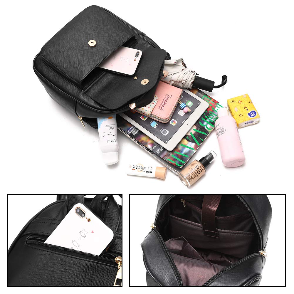 I IHAYNER Girls Bowknot 3-Pieces Fahsion Leather Backpack Backpack Purse for Women Rucksack for Ladies Shoulder Bag