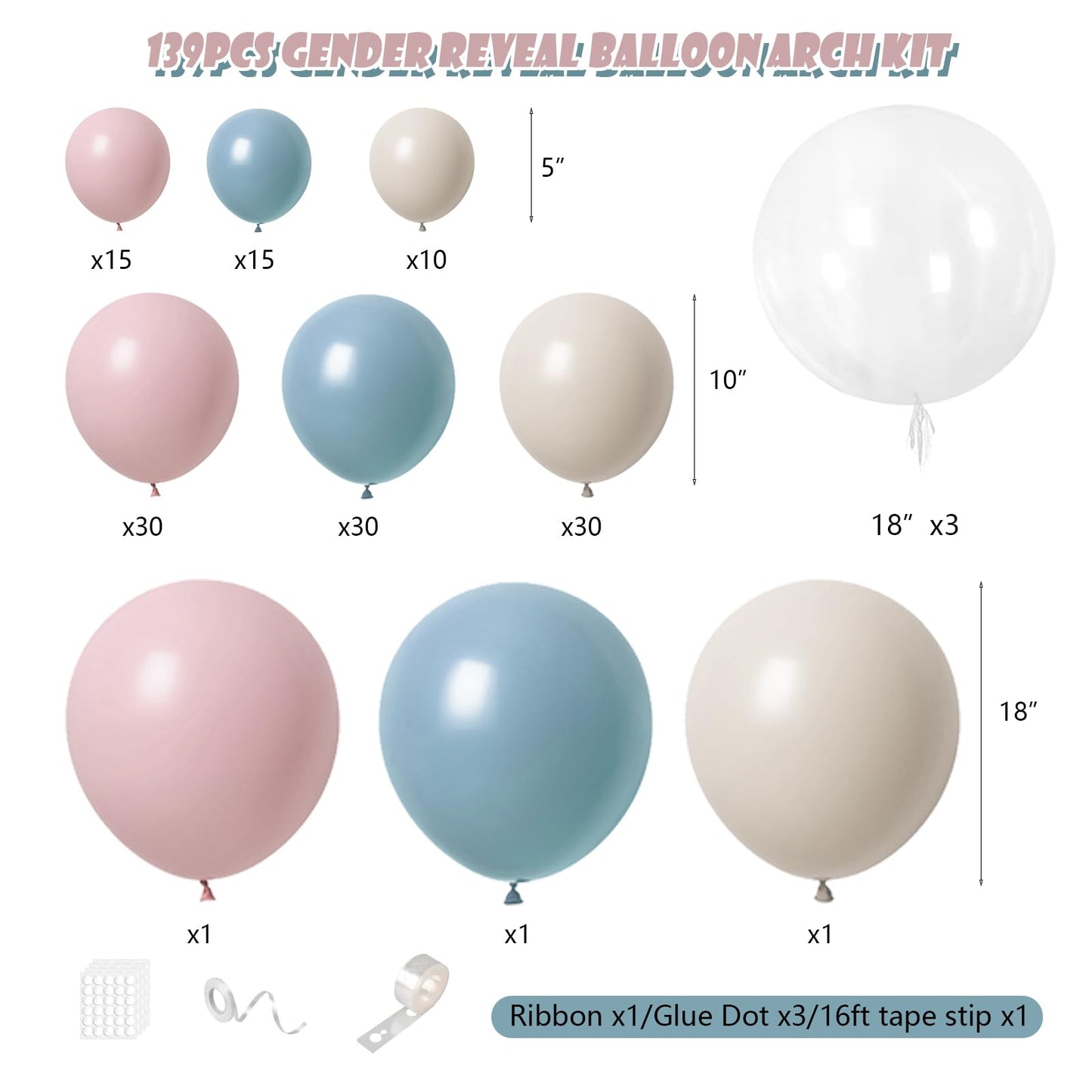 Dusty Blue Balloons Garland Arch Kit 139Pcs Fog Blue White Sand Balloons for Baby Shower Birthday Bear Theme Wedding Bride Anniversary Gender Reveal Party Decorations for Boy Girl Adult