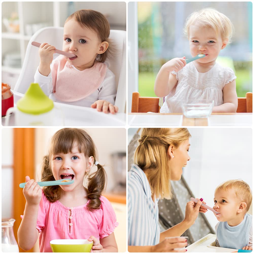 Vicloon Silicone Baby Feeding Spoons - 7 PCS First Stage for Infants, Ultra-Durable & Chewproof, Dishwasher Safe Baby Utensils